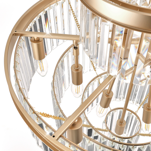 (Same as W1340P188536)Golden Luxury Crystal Chandelier Modern Chandeliers Lights Fixture Hanging Pendant Light Fixture for Dining Room Bedroom Living Room Dia 23.6 Inch-Gold、、eastwooduniform