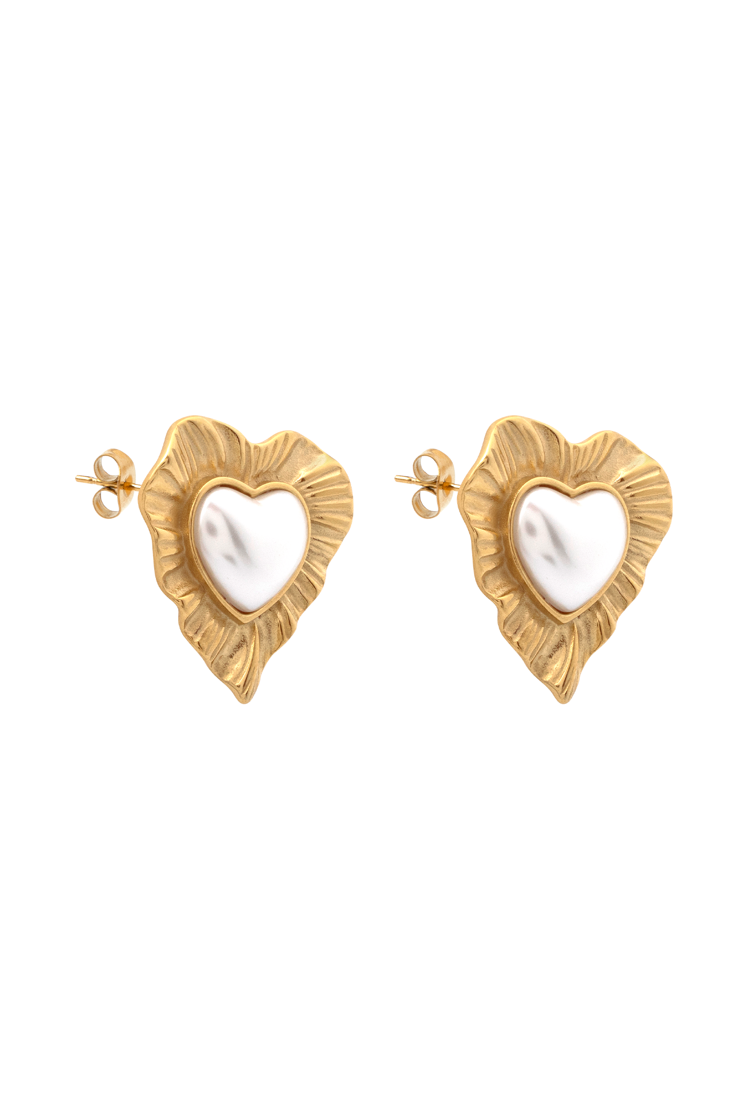 Heart To Heart Pearl Earrings - Gold、mySite、solidvoid