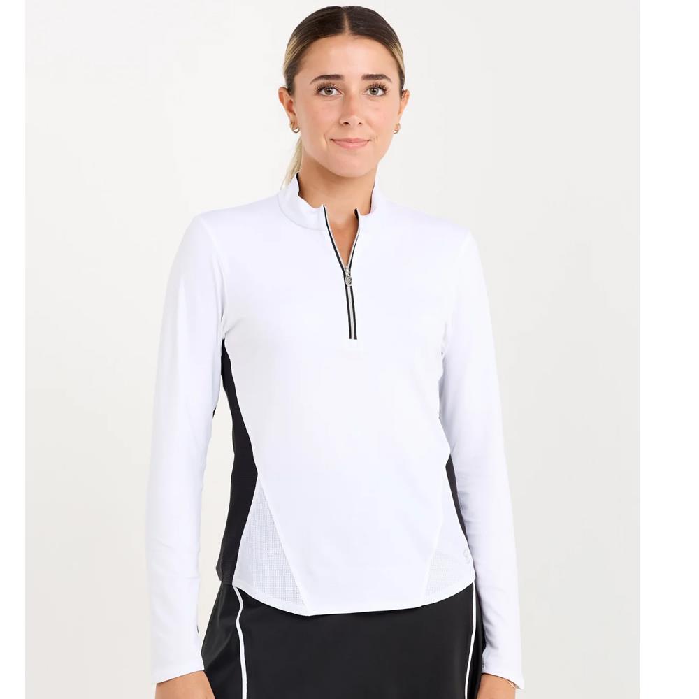 Sofibella Women's Monochrome Longsleeve Zip Top - White/Black