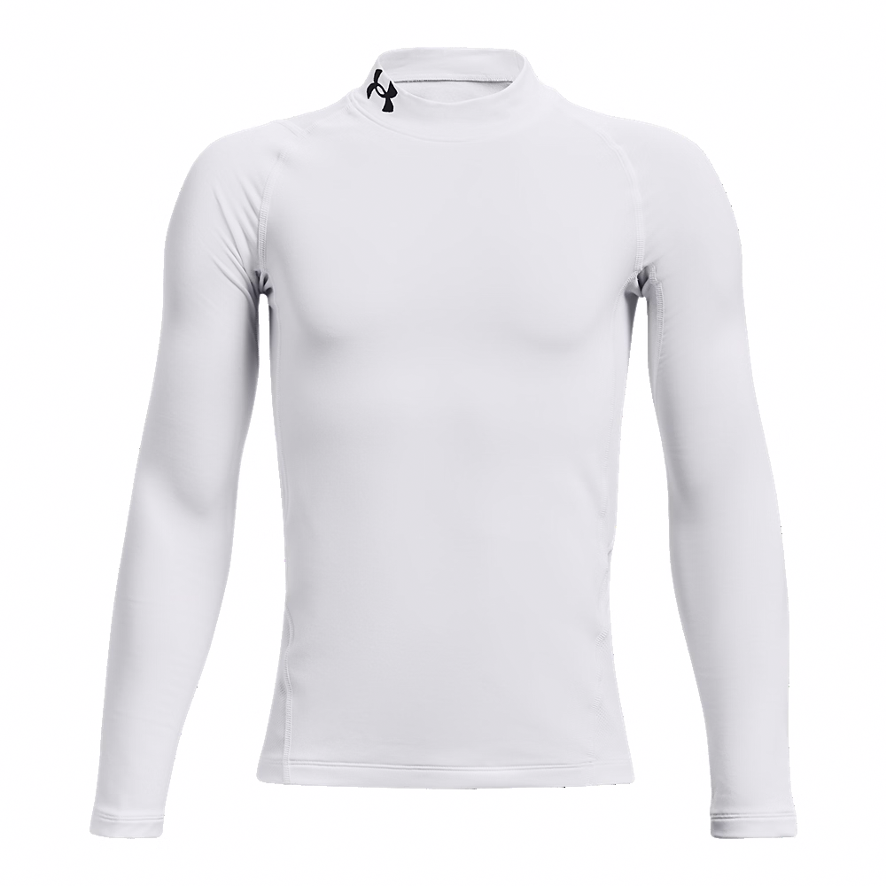 Under Armour Youth ColdGear庐 Mock Long Sleeve Compression Shirt - White、mySite、noshort
