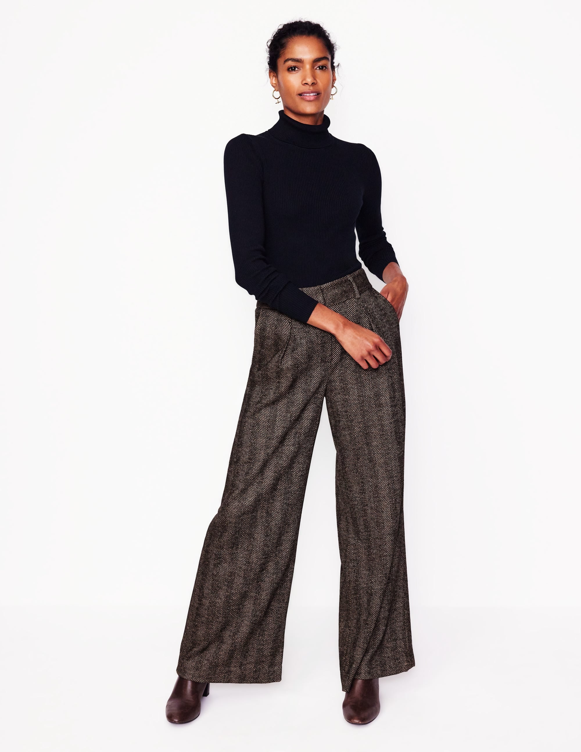  Chiswick Wool Blend Pants-Brown Herringbone、mySite、ashleygrahame