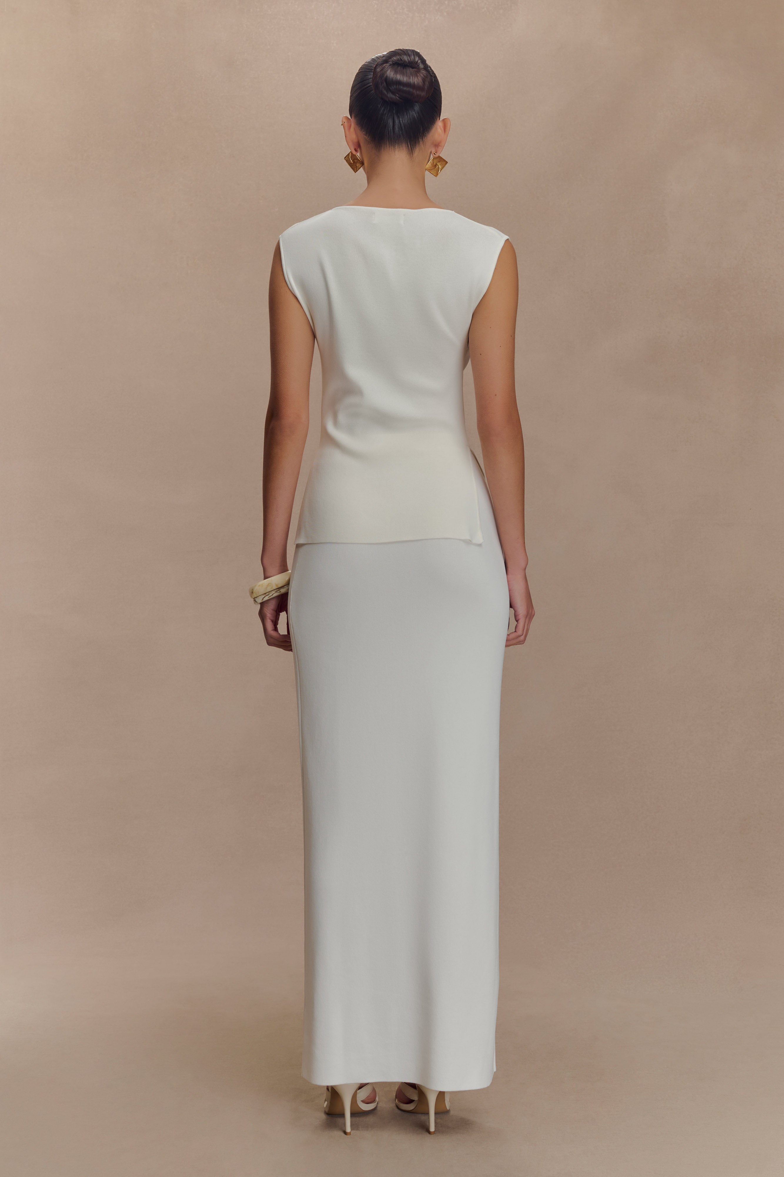 Francisca Mid Rise Knit Maxi Skirt - White、mySite、solidvoid