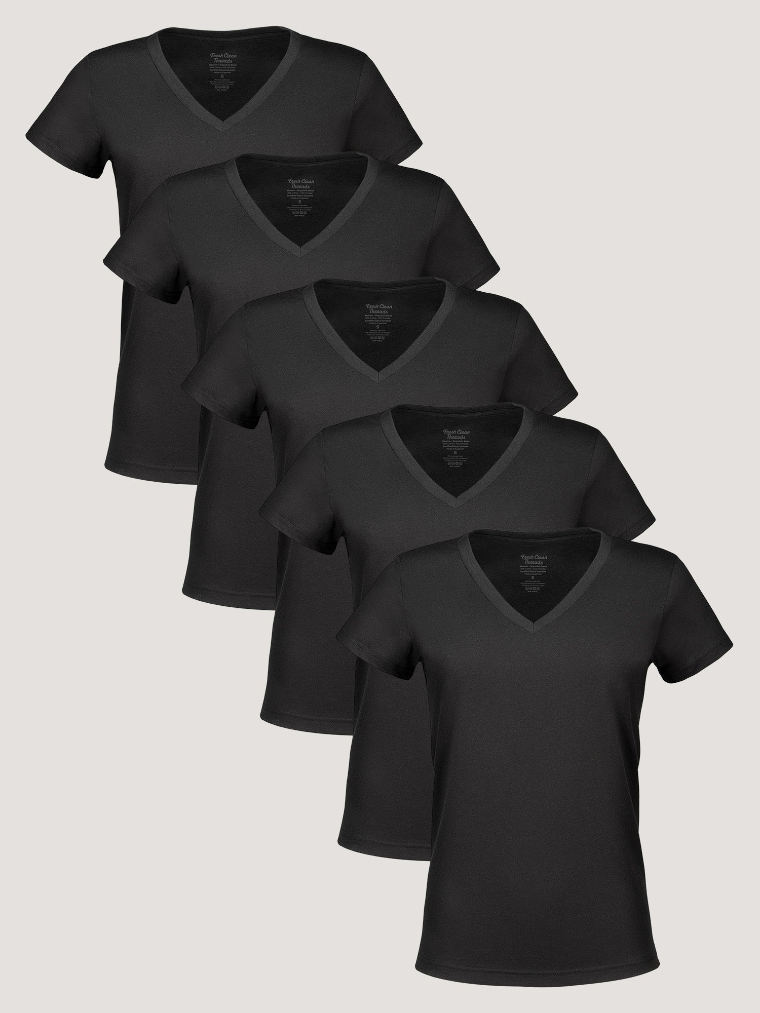  Women's V-Neck All Black 5-Pack、mySite、ghnorth