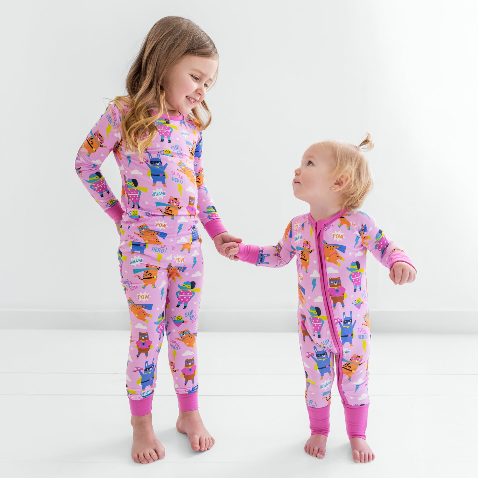  Pink Sleepy Heroes Two-Piece Long Sleeve & Pants Pajama Set、mySite、layawaytickets