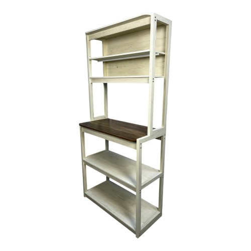  31.5" White and Black color 5-Tier Bakers Rack for Kitchen with Storage, Coffee Bar, Kitchen Shelves, Microwave Stand、、yumabirdnaturehistoryfestival