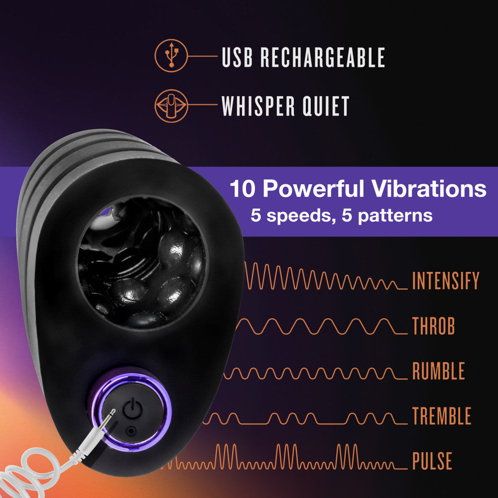 M Elite Platinum By Blush® | Strōk 5 Inch Vibrating Masturbator with Pleasure Chambers - Made with Purio™ Ultra Soft Liquid Silicone、mySite、bottomscart