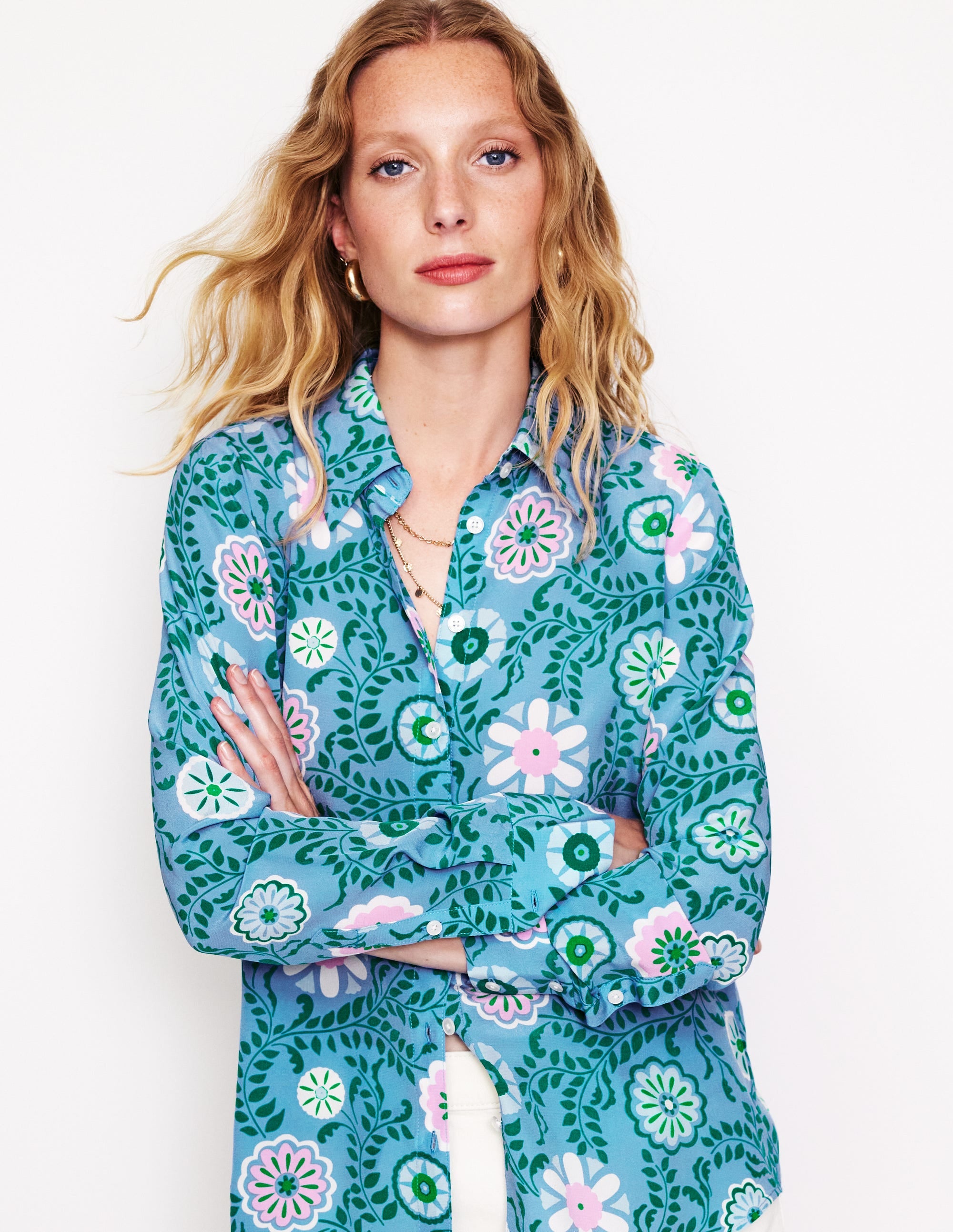  Sienna Silk Shirt-Vintage Blue, Meadow Vine、mySite、ashleygrahame