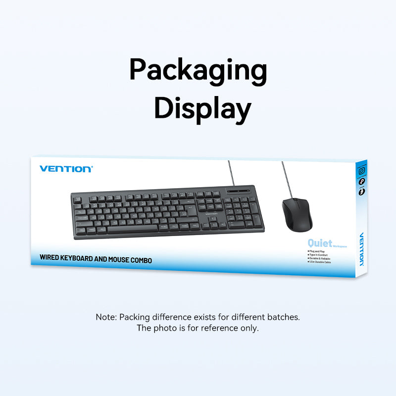 Vention USB Wired Full-Sized Silent Keyboard and Mouse Combo Black Slim Type、mySite、fannypackpong