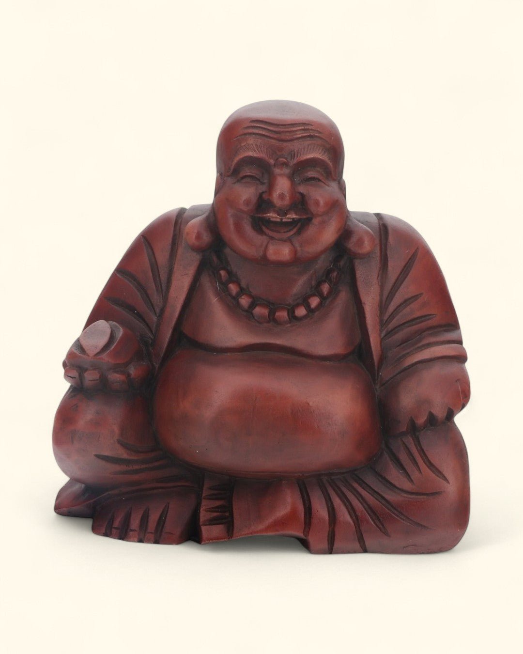 Mahogany Finish Sitting Happy Buddha Statue、mySite、topwebapps