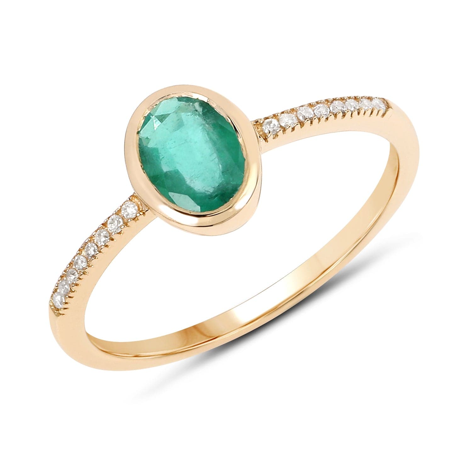 Emerald and Diamond Ring in 14K Yellow Gold Sleek and Modern、mySite、g9winljtr