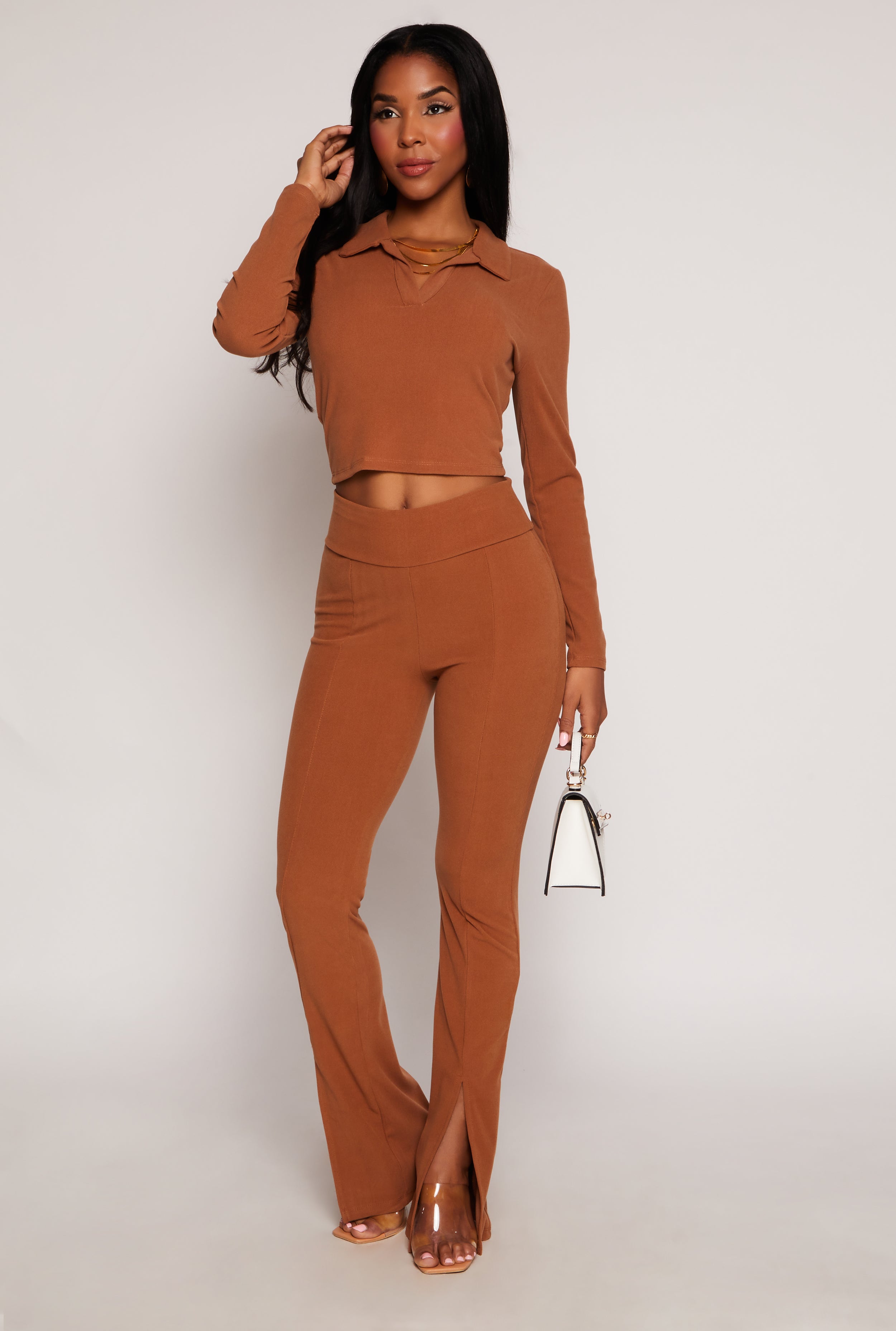 Johnny Collar Long Sleeve Crop Top、mySite、camillekostekn