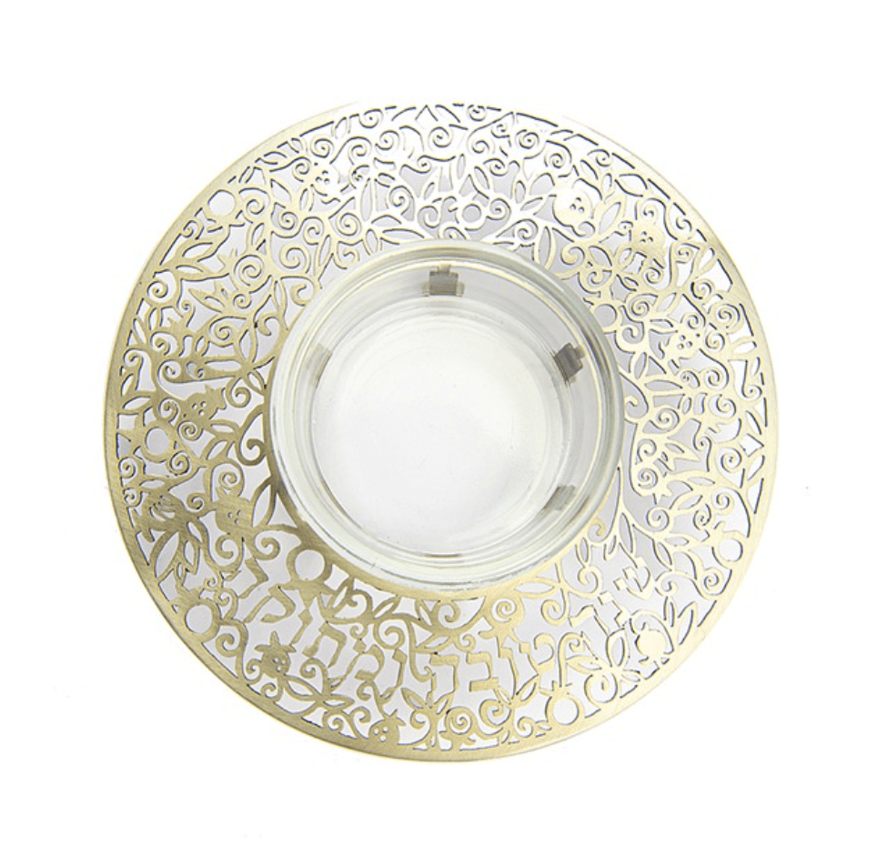Glass and Metal Cutout Honey Dish by Yair Emanuel - Brass、mySite、topwebapps