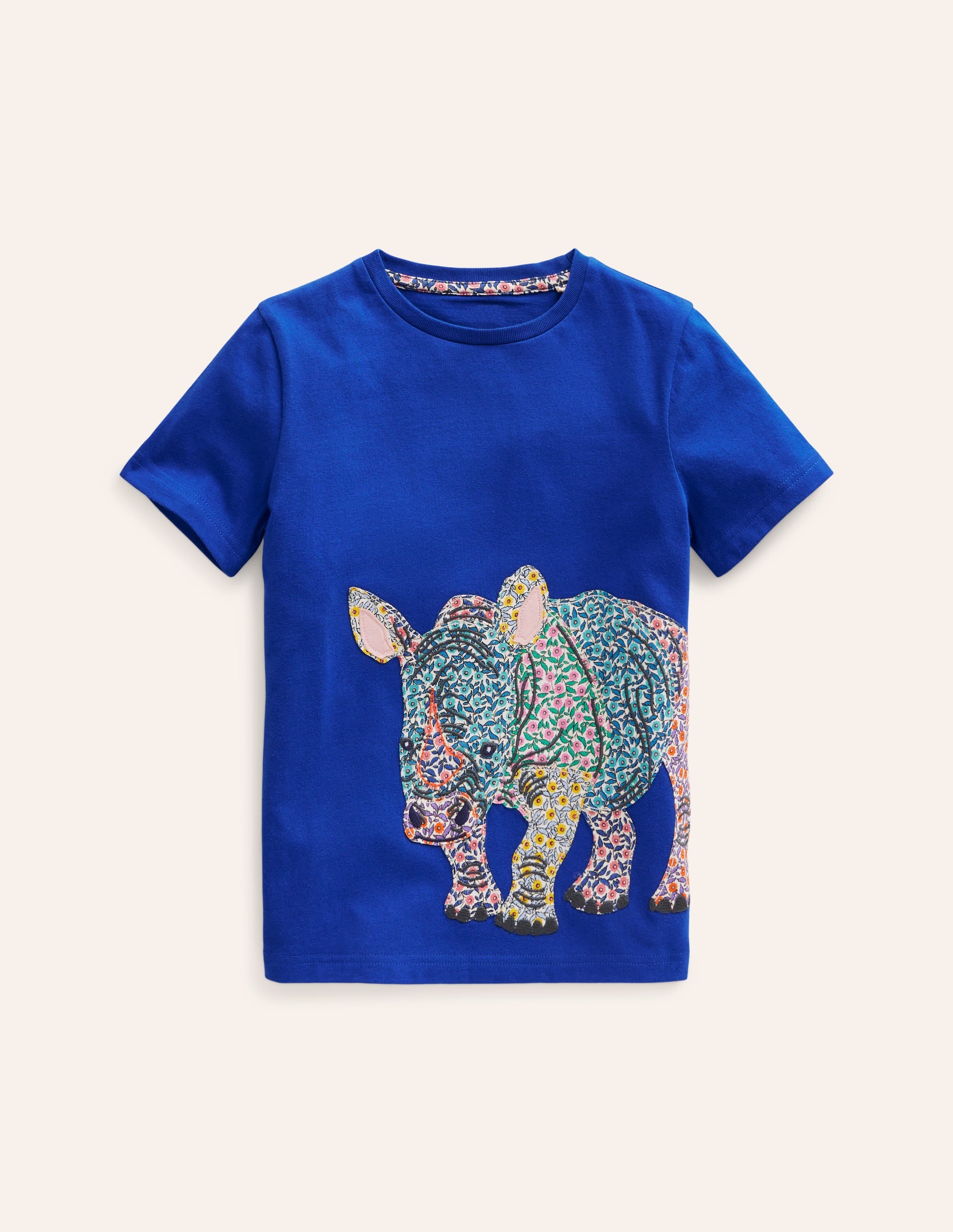  Appliqu茅 Rhino T-shirt-Peacock Plume Blue、mySite、ashleygrahame