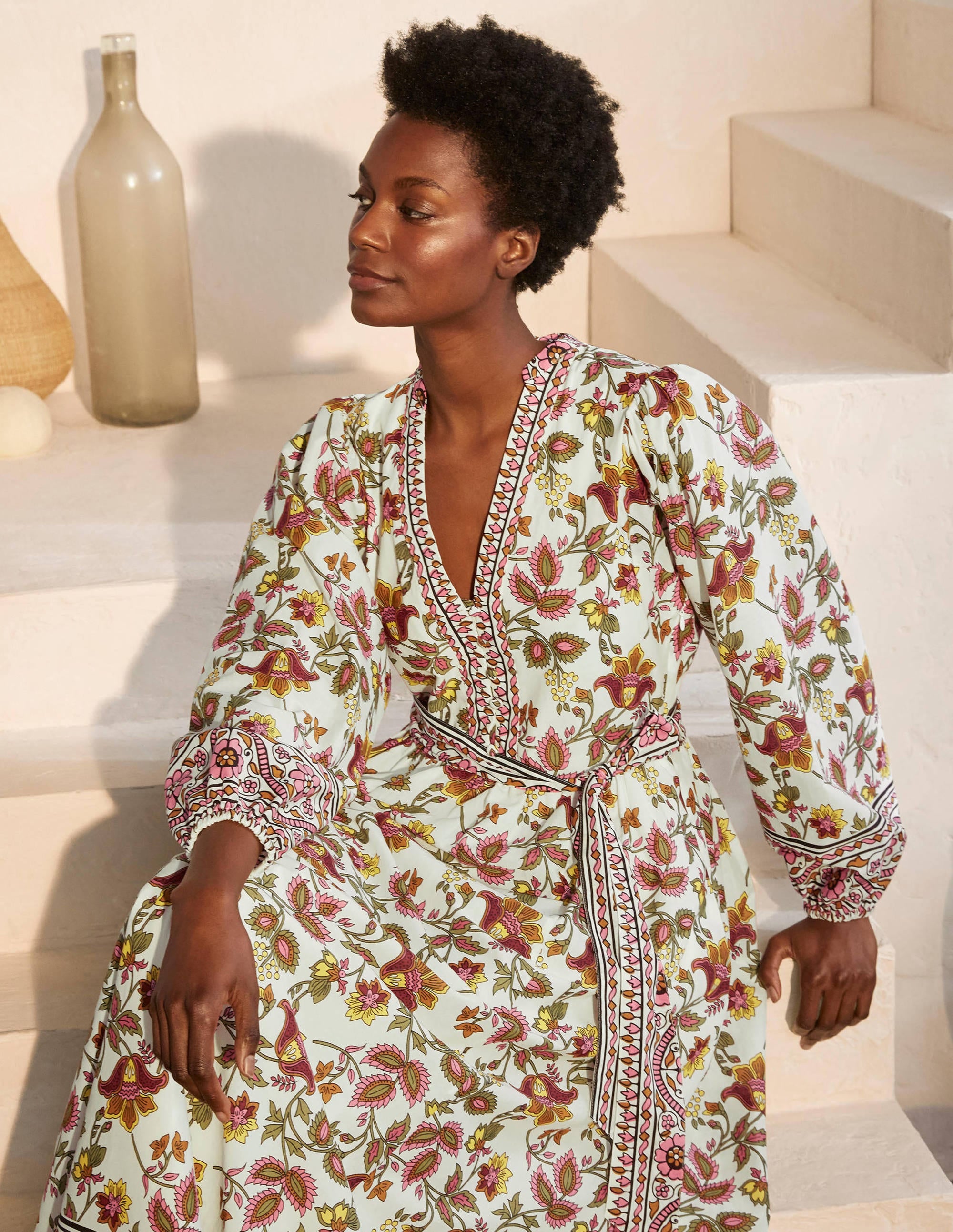  Notch Neck Cotton Maxi Dress-Ivory, Summer Chintz、mySite、ashleygrahame