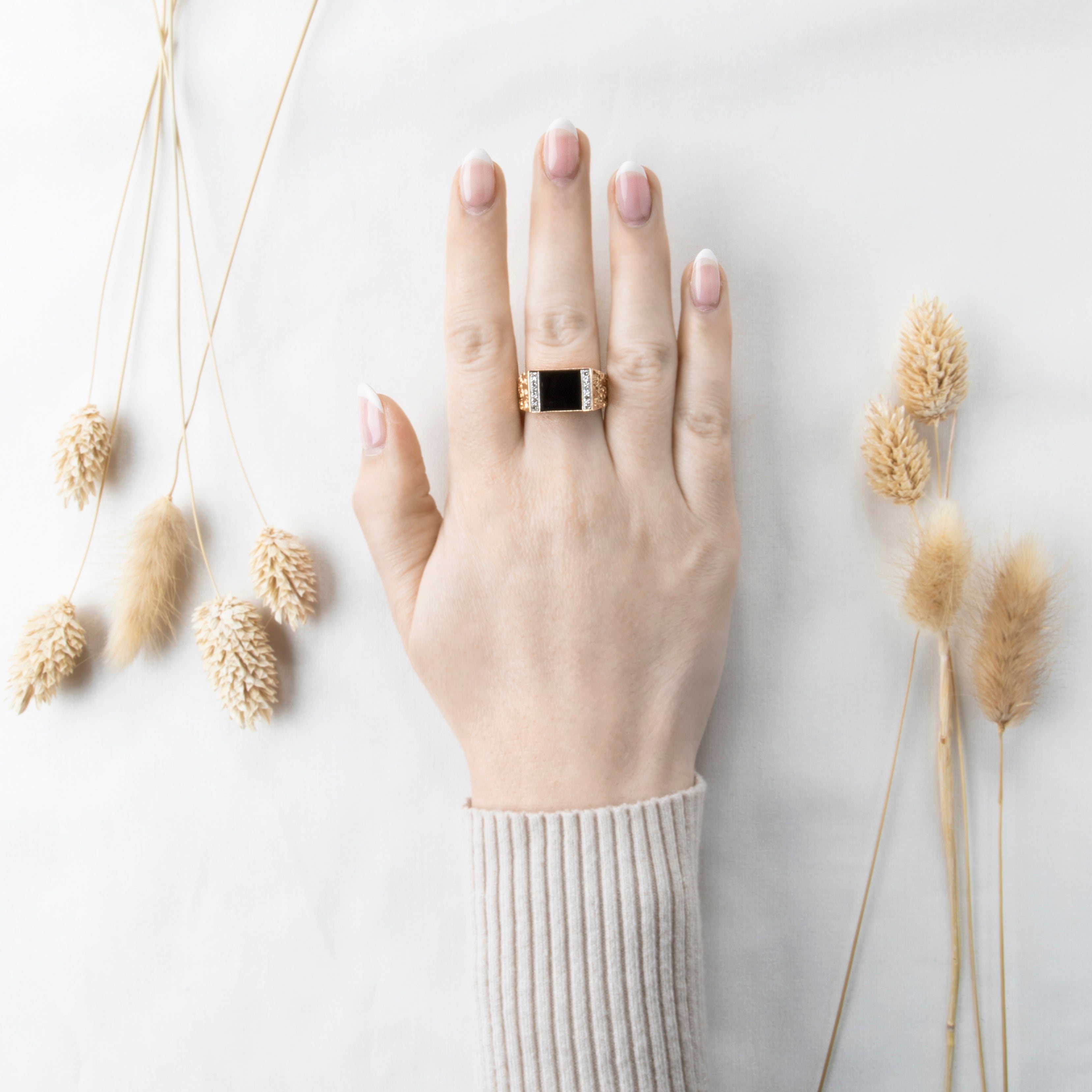 Vintage 10k Yellow Gold 2ct Onyx Diamond Brutalist Signet Ring 9.25、mySite、hinf8tx79