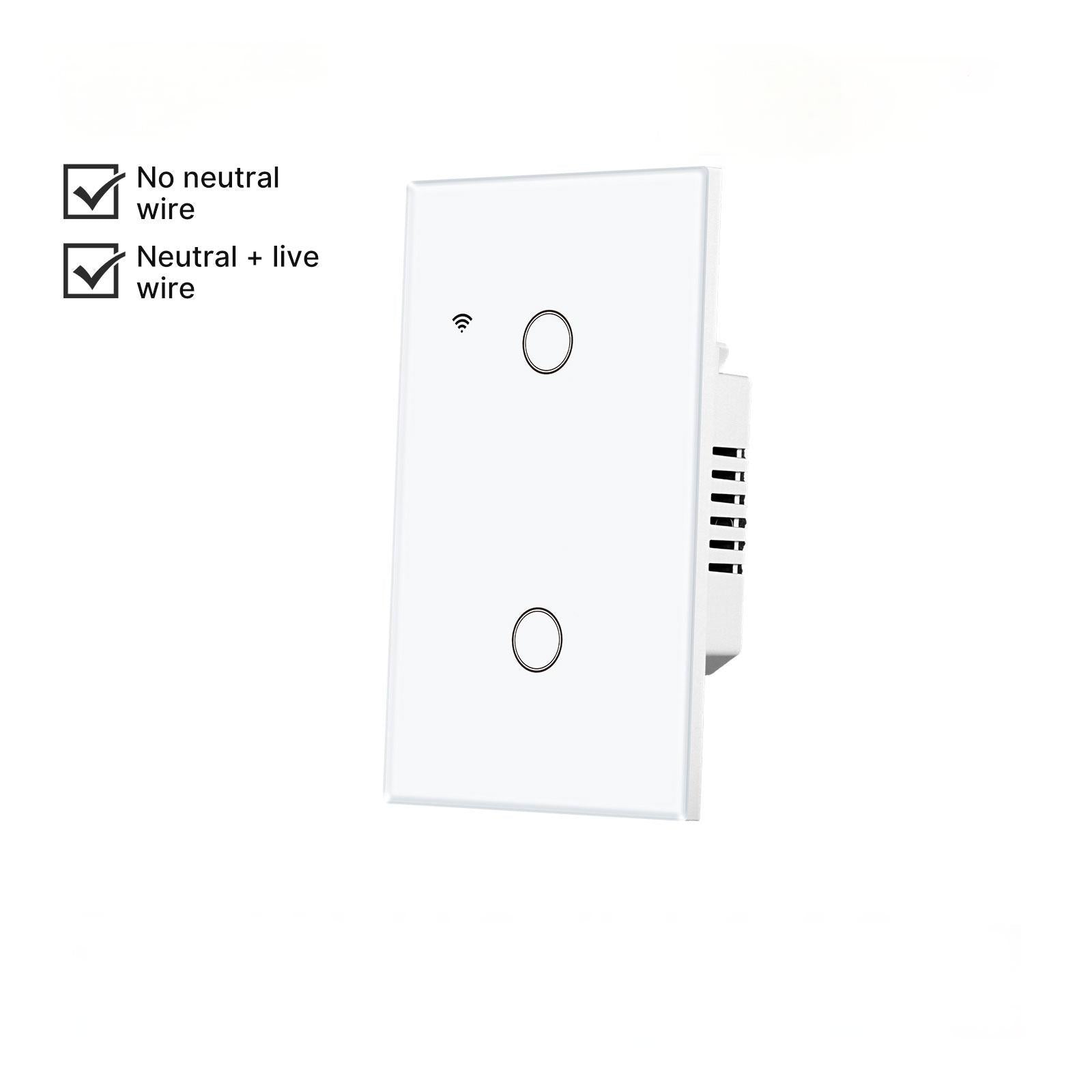 WiFi Smart Light Switch Wall Touch Glass Switch No Neutral Wire Required US Standard、mySite、fannypackpong