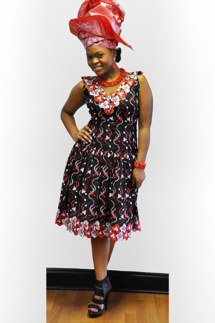 Sleeveless African Clothing lace dress、mySite、solidvoid