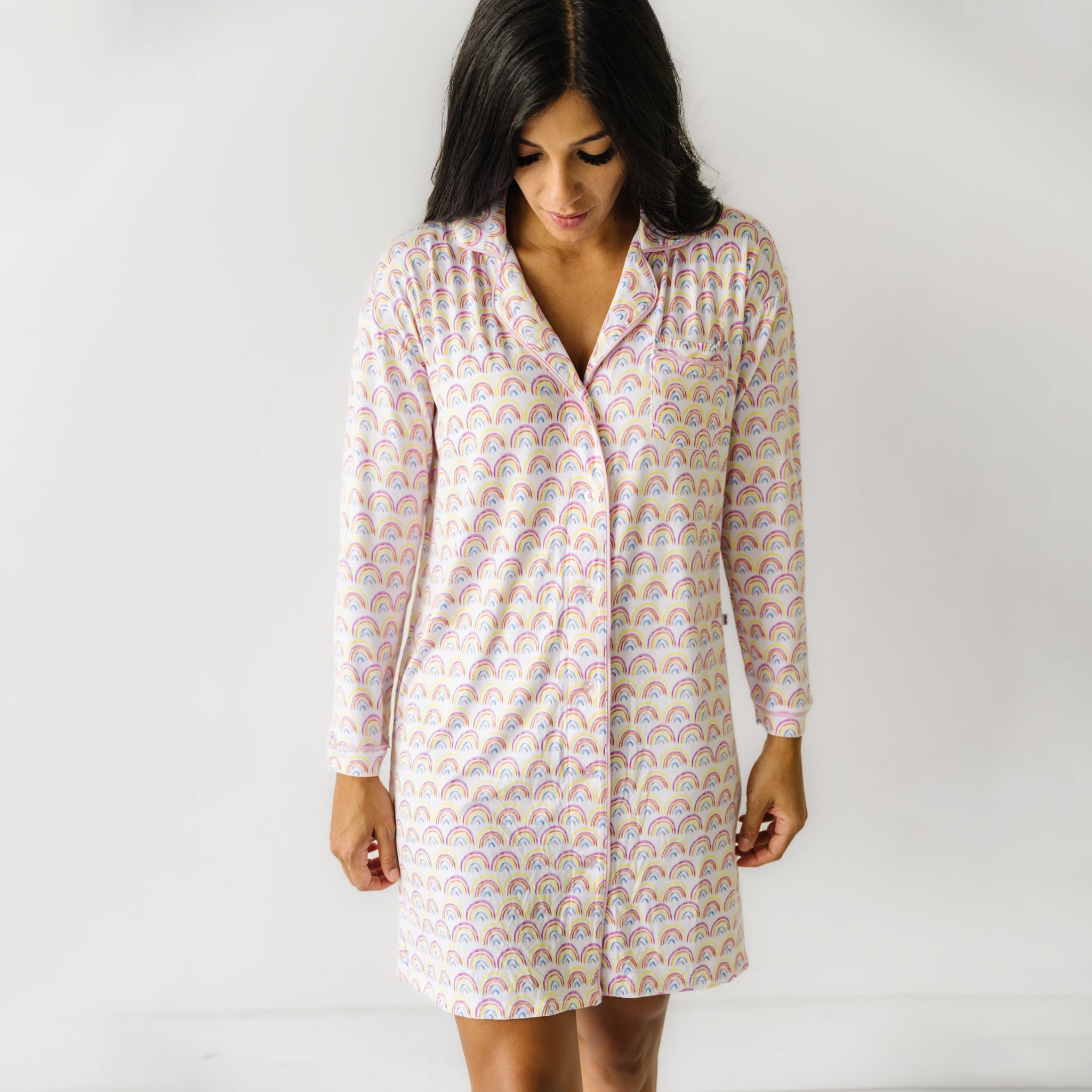  Pastel Rainbows Women's Long Sleeve Sleep Shirt、mySite、layawaytickets
