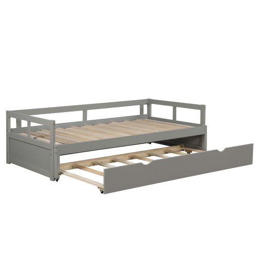Extending Daybed with Trundle, Wooden Daybed with Trundle, White、、casual