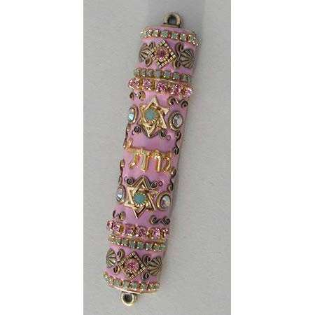 Michal Golan Swarovski Crystals on Pink Mezuzah、mySite、topwebapps