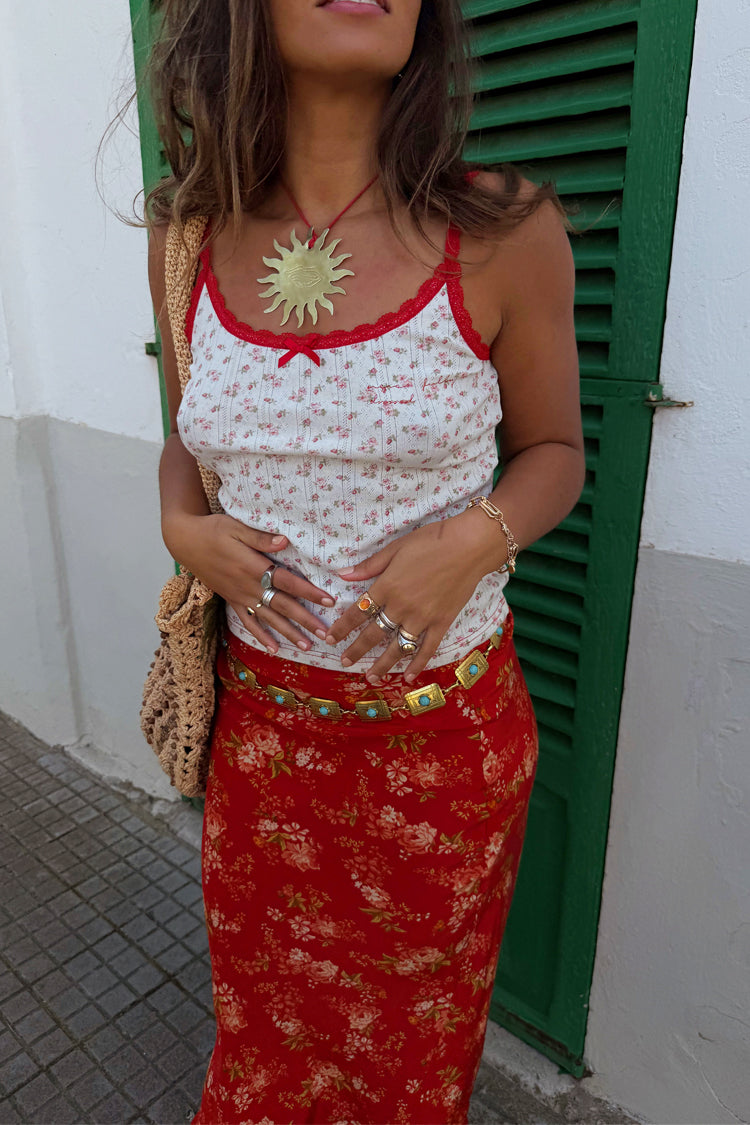 Floral Pointelle Red Lace Vest、mySite、solidvoid