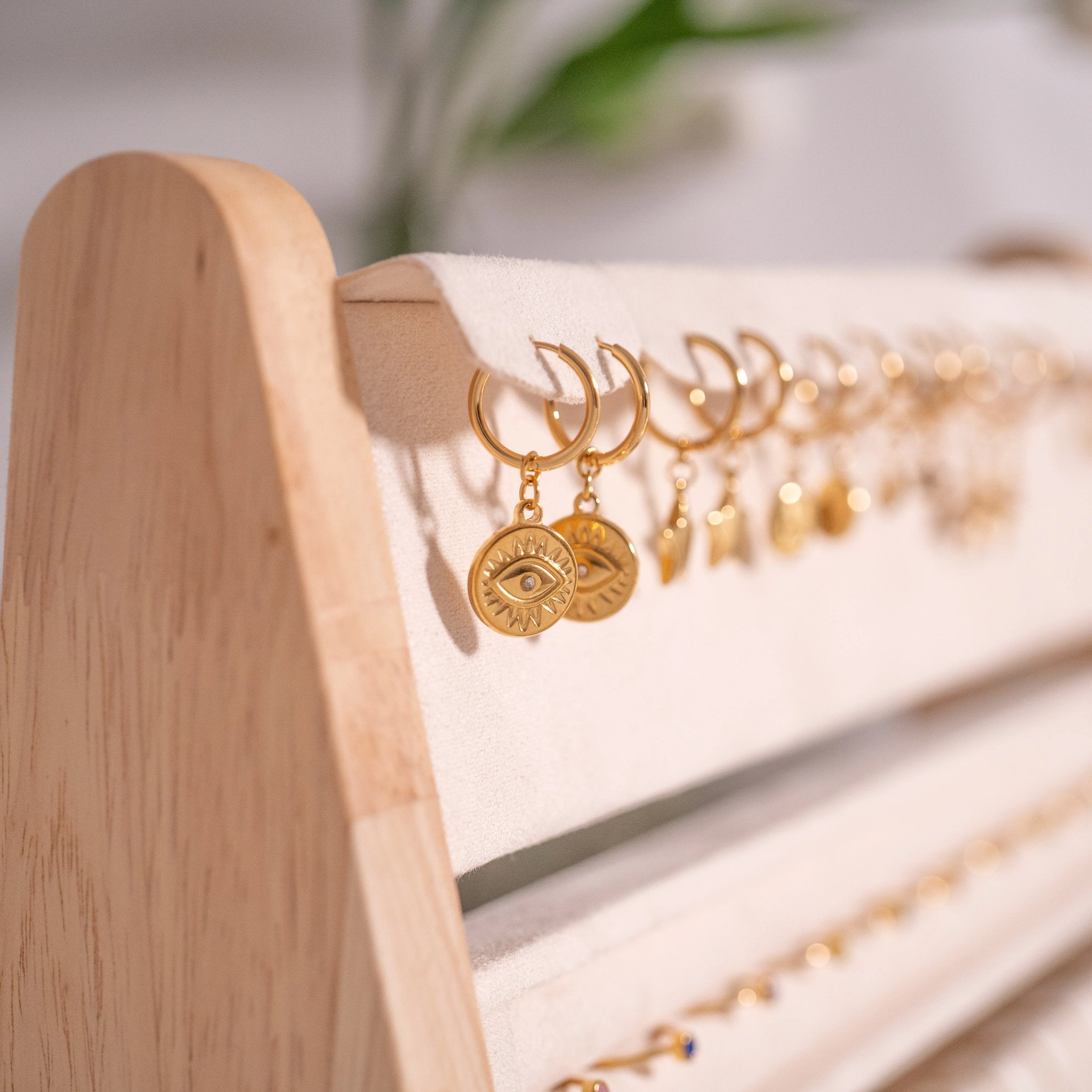 18K Gold PVD Stainless Steel Evil Eye Huggie Charm Earrings / ERJ0052、mySite、dreamappss