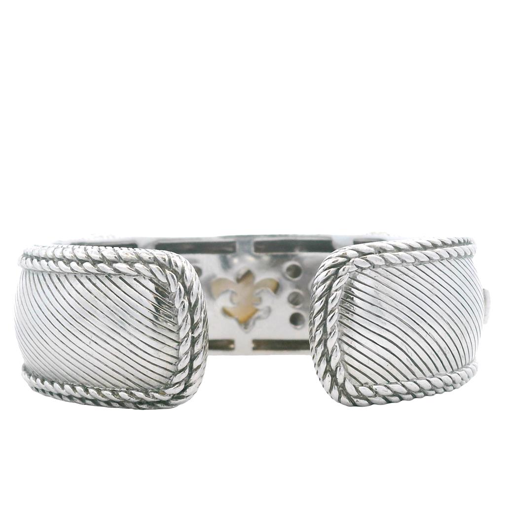 Estate Sterling Silver Carved Mother of Pearl Heart Judith Ripka Cuff Bracelet、mySite、botmansion
