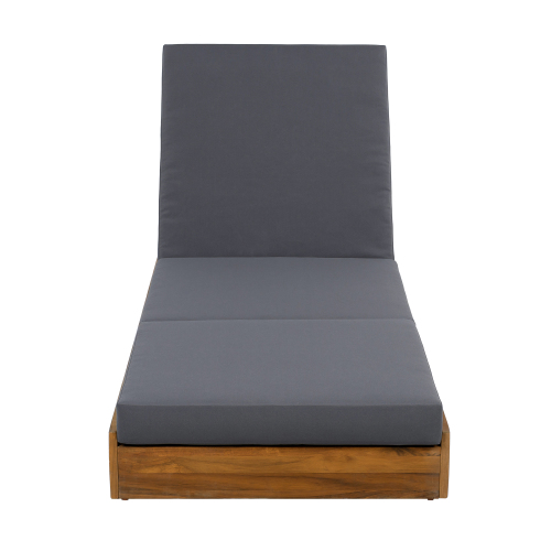 LOUNGE CHAISE SET, ACACIA WOOD WITH WATER-RESISTANT LOUNGE CUSHIONS (CREAM & 4 INCH THICK) - MATCHING DARK GREY VERSION AVAILABLE、、eastwooduniform