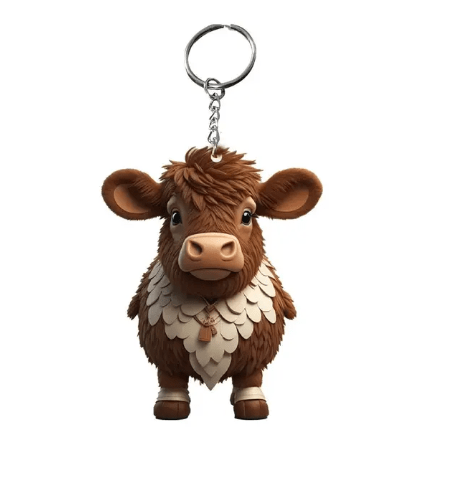 Acrylic Cow Highland Cow Keychains、mySite、g9winljtr