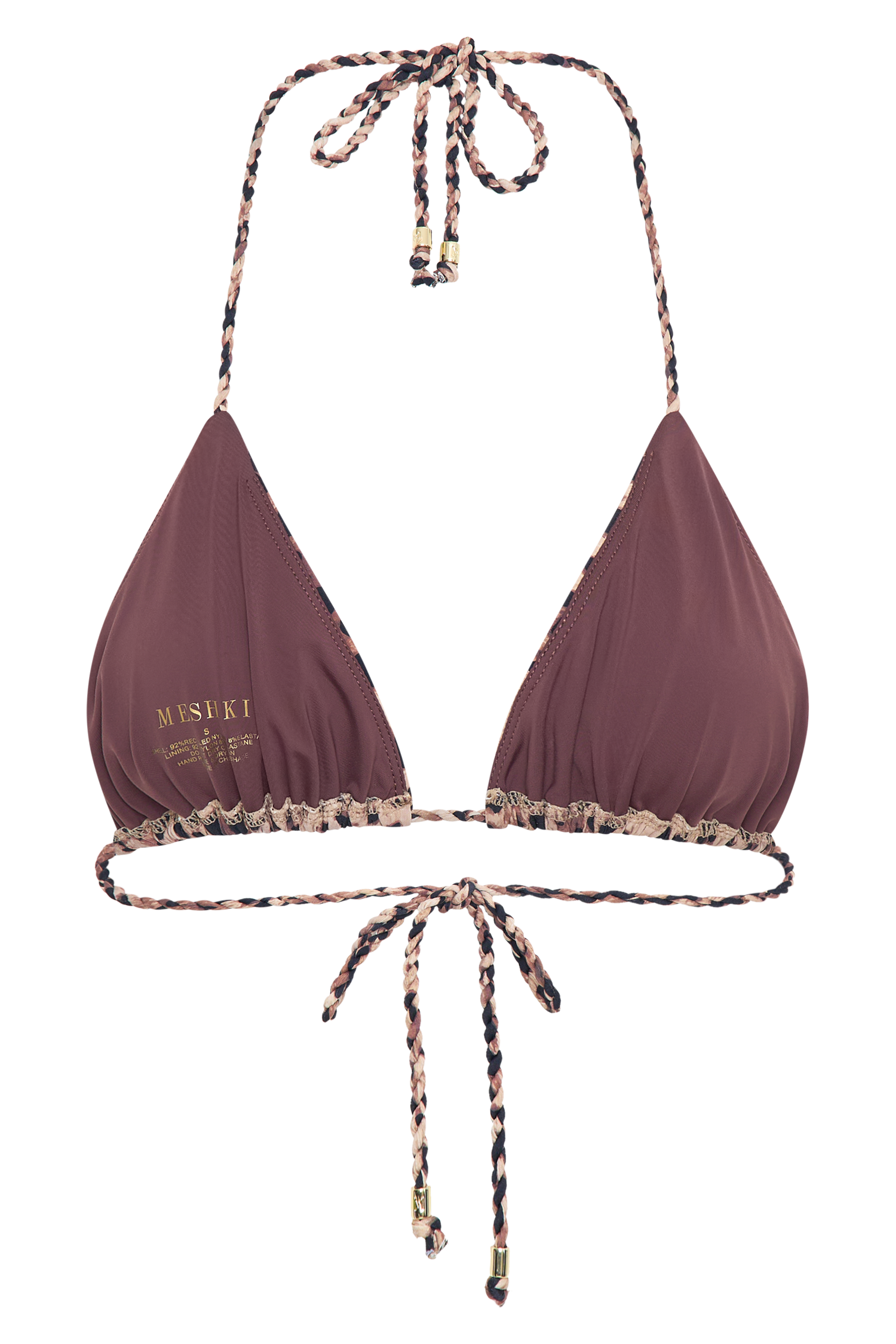 Sachi Triangle Bikini Top With Braided Ties - Leopard Print、mySite、solidvoid