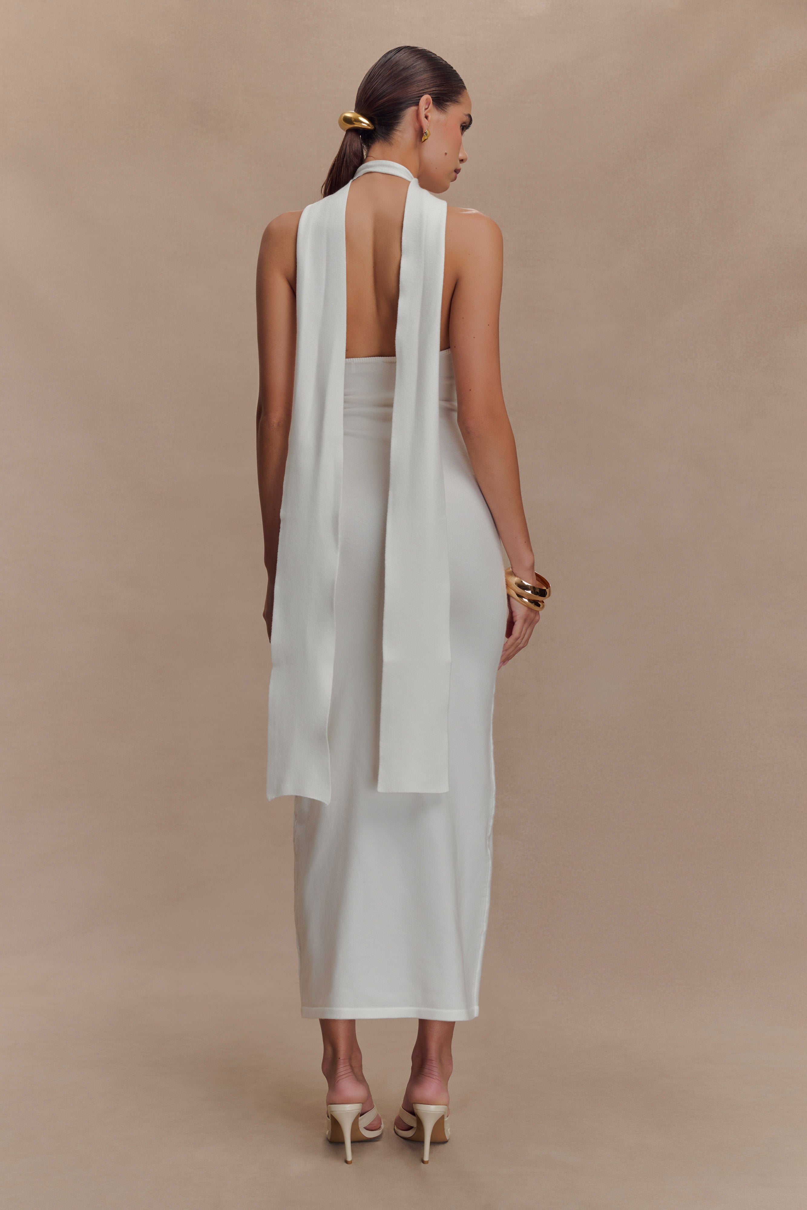 Wynn Floral Knit Midi Dress - White、mySite、solidvoid