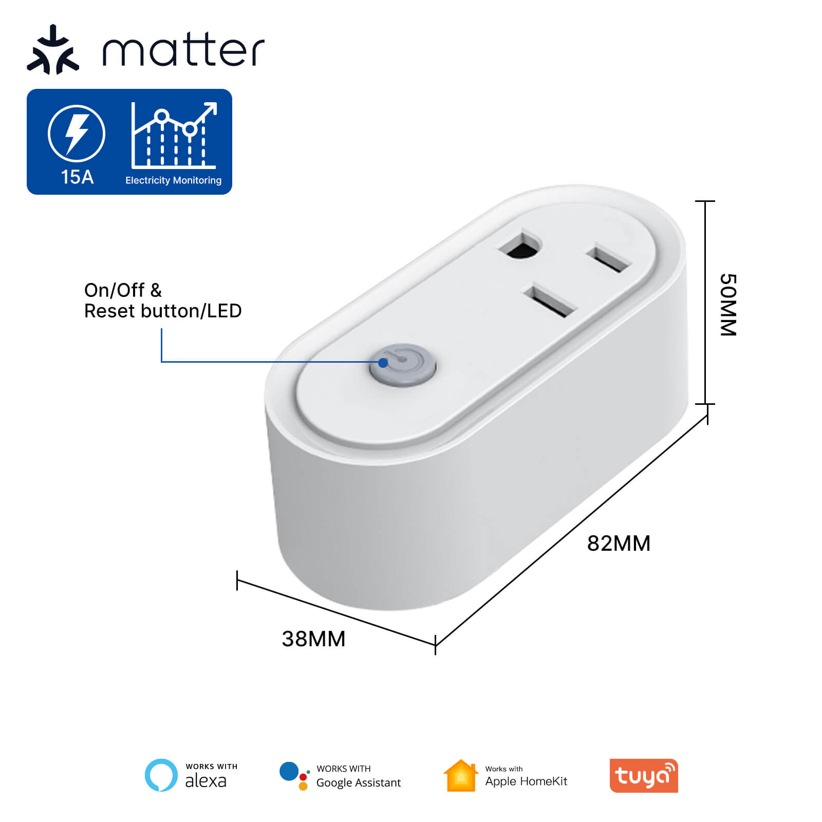 Smart Plug Matter WiFi Socket Timer Outlet Power Monitor、mySite、fannypackpong