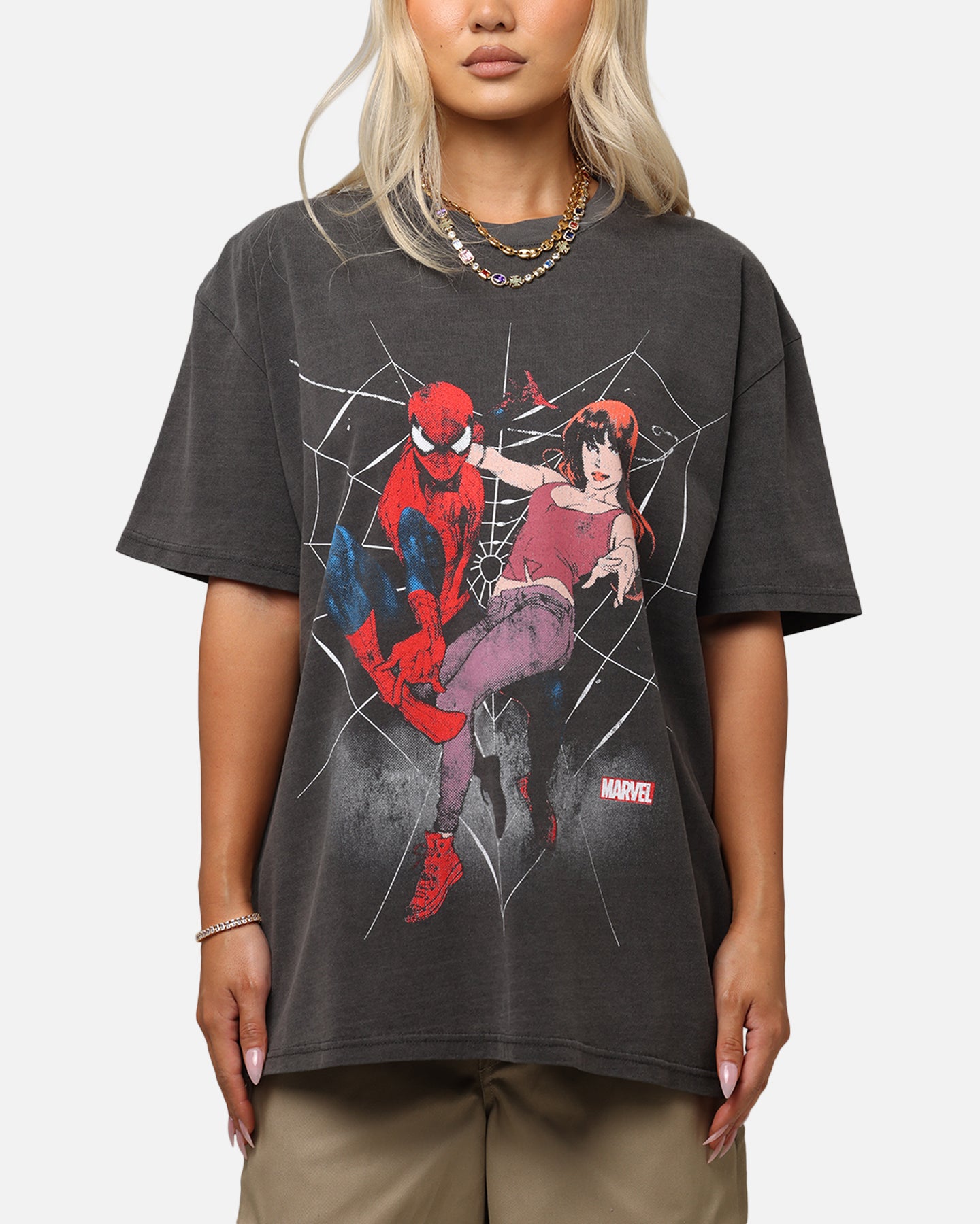 Goat Crew Marvel’s Spider-Man Peter Parker & MJ Heavy T-Shirt Black Wash、mySite、zt4zffjzw