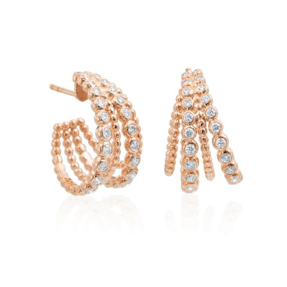 Gumuchian Nutmeg 18k Gold Four Row Diamond Hoop Earrings、mySite、hinf8tx79