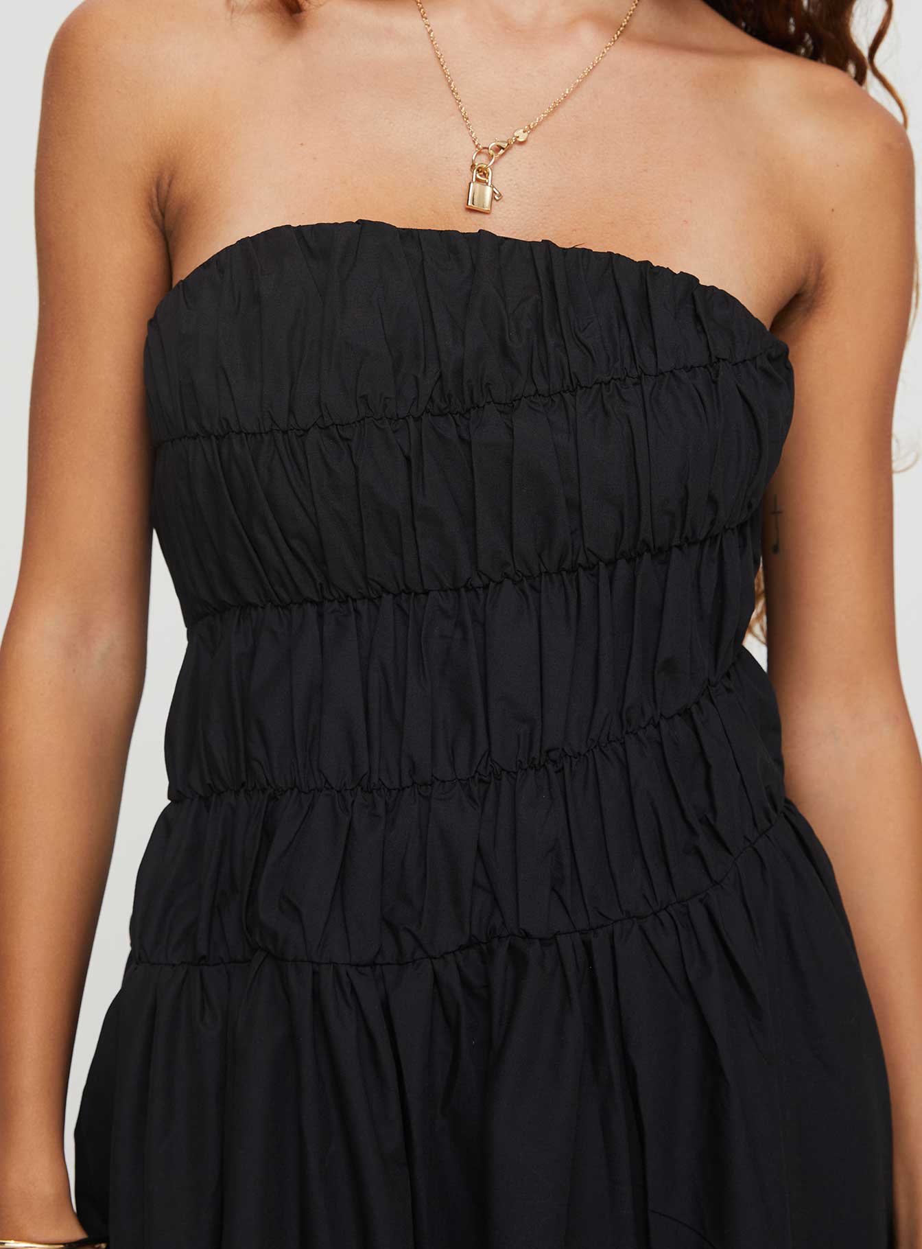 Brydie Bubble Hem Midi Dress Black、mySite、solidvoid