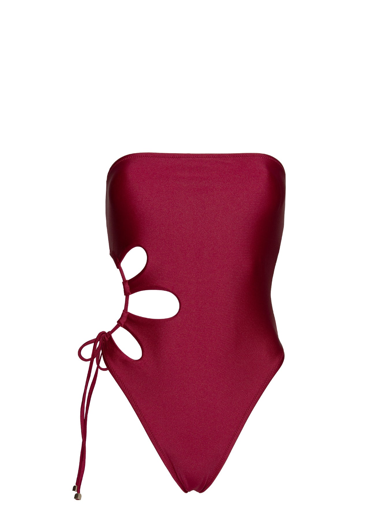 Kosaia Keyhole Tie Side One Piece Burgundy、mySite、solidvoid