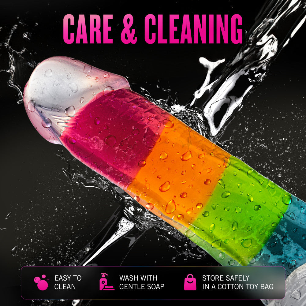 Neo Elite By Blush® | Rainbow Rave - 6.5 Inch Glow-In-The-Dark Dildo - Dual Density Liquid Silicone – Harness Compatible - Rainbow、mySite、bottomscart