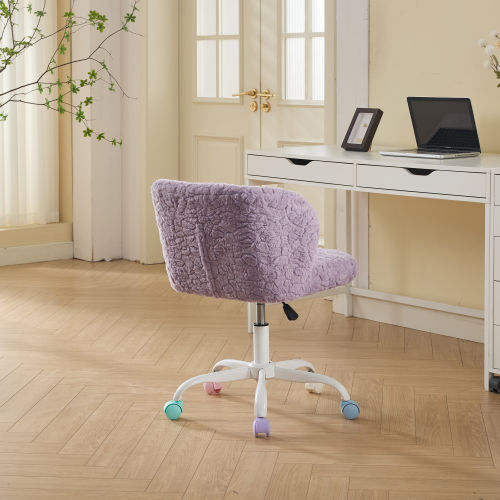 A&A Furniture Office Chair,Artificial rabbit hair Home Office Chair with Golden Metal Base,Adjustable Desk Chair Swivel Office Chair,Vanity Chair(Orange)、、casual