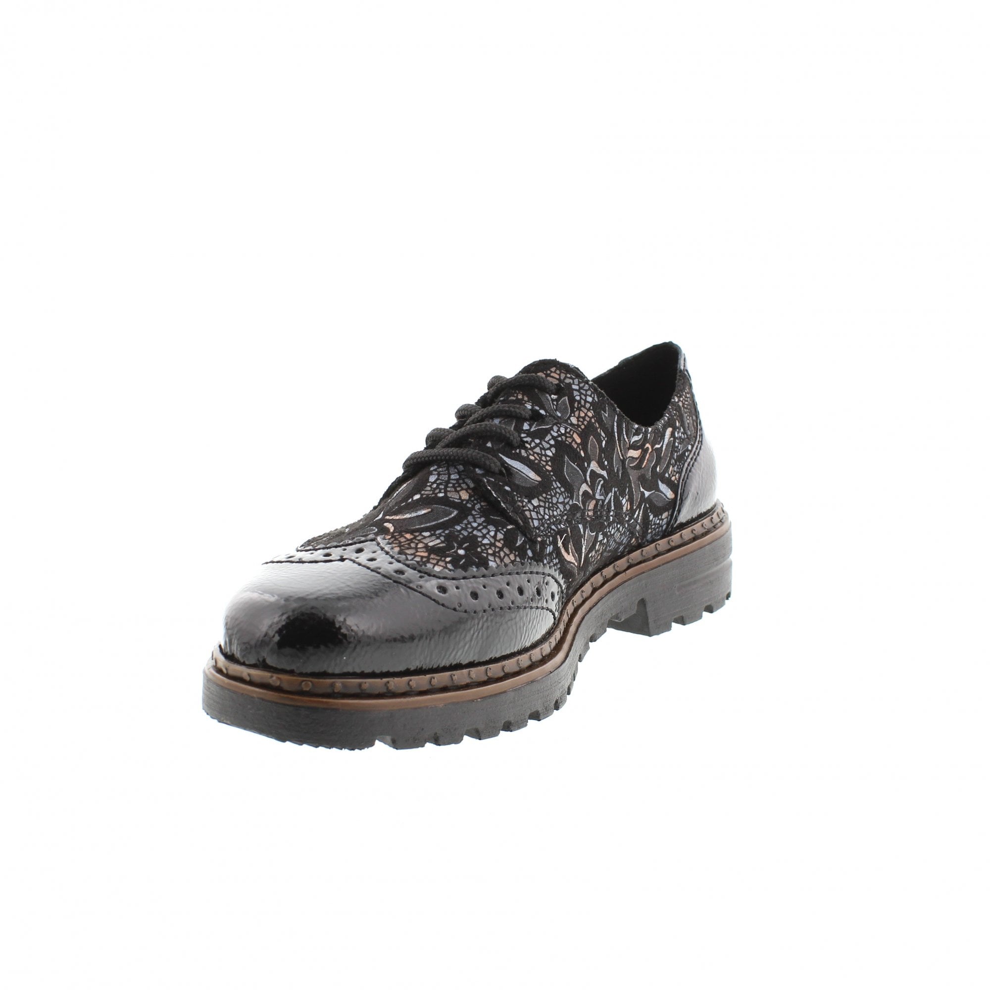  Rieker Women's Ulla Brogue Loafers - Black/Schwarz-Metallic、mySite、preschool7hills