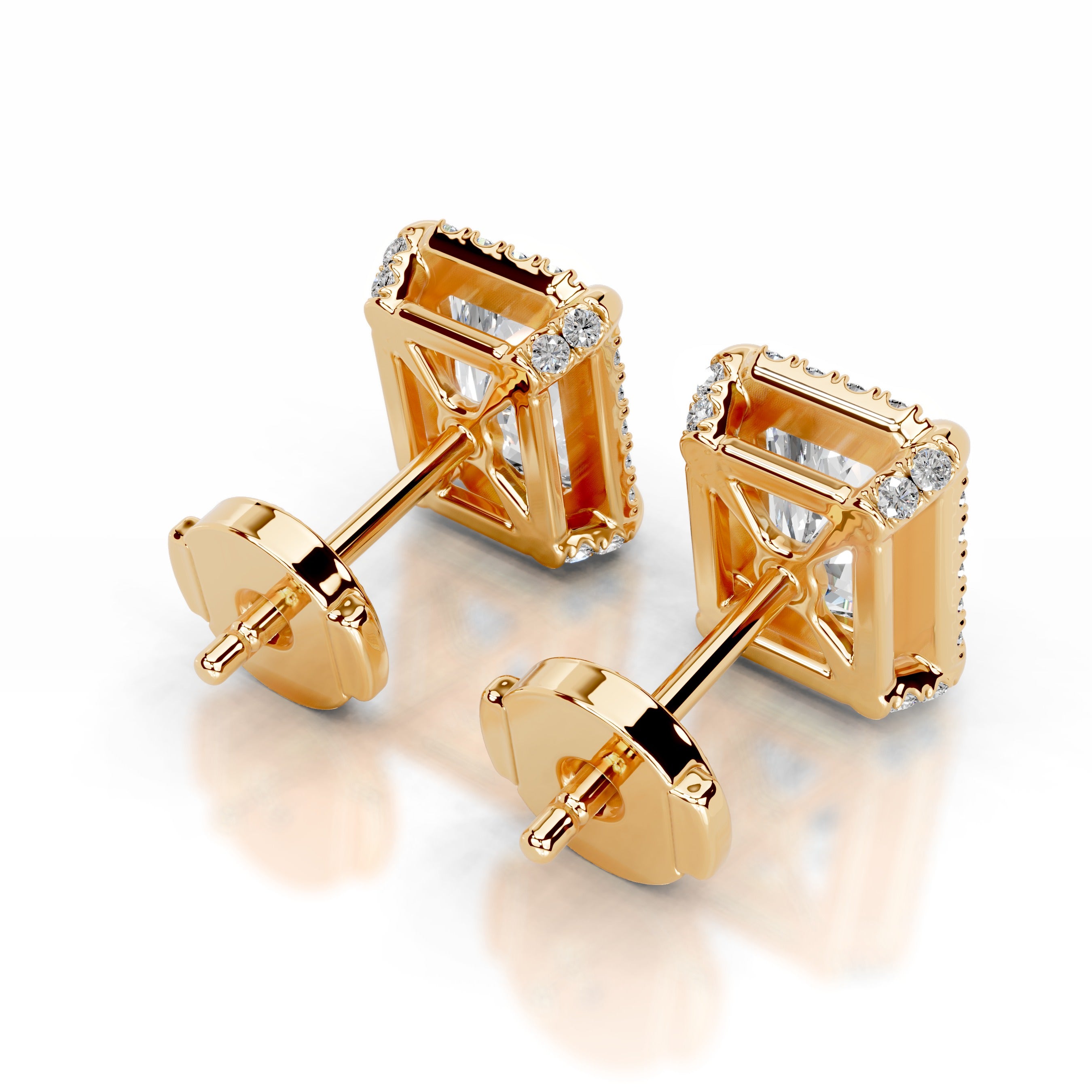 Ophelia Lab Grown Diamond Halo Earrings - 18K Yellow Gold、mySite、hinf8tx79