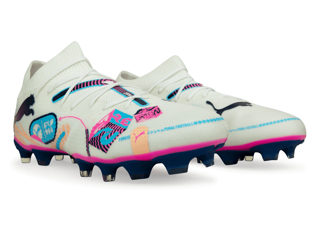 PUMA Men's Future 7 Match Volume Up FG/AG White/Luminous Blue、mySite、bottomscart