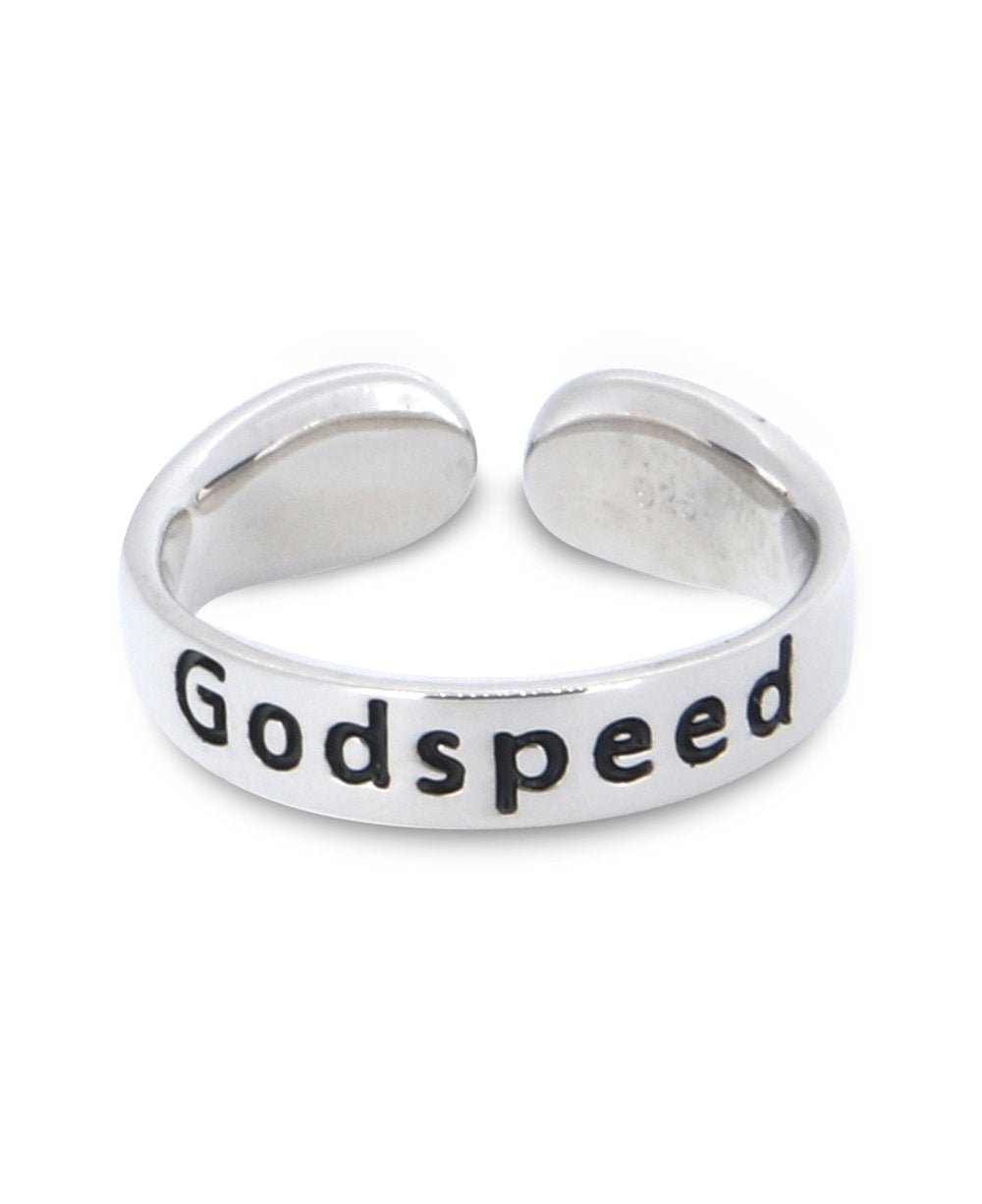 Godspeed Inspirational Adjustable Sterling Silver Ring、mySite、topwebapps