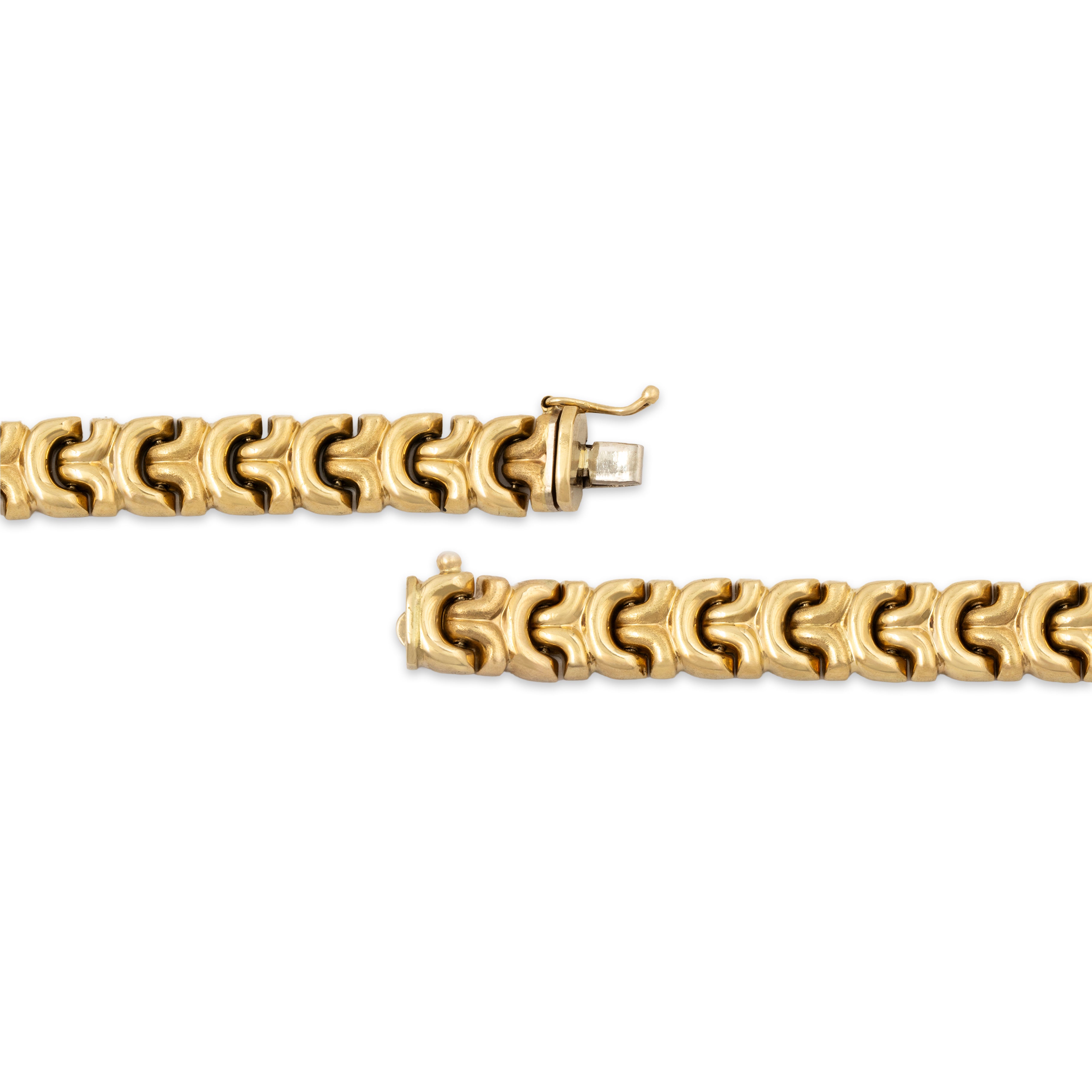 Vintage Italian 14k Yellow Gold Elegant Dual-Texture Link Bracelet 7、mySite、hinf8tx79