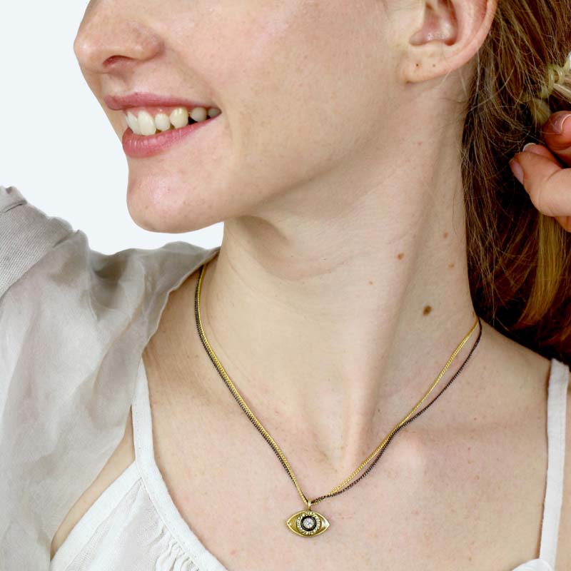 Mini Gold Evil Eye Necklace by Michal Golan、mySite、topwebapps