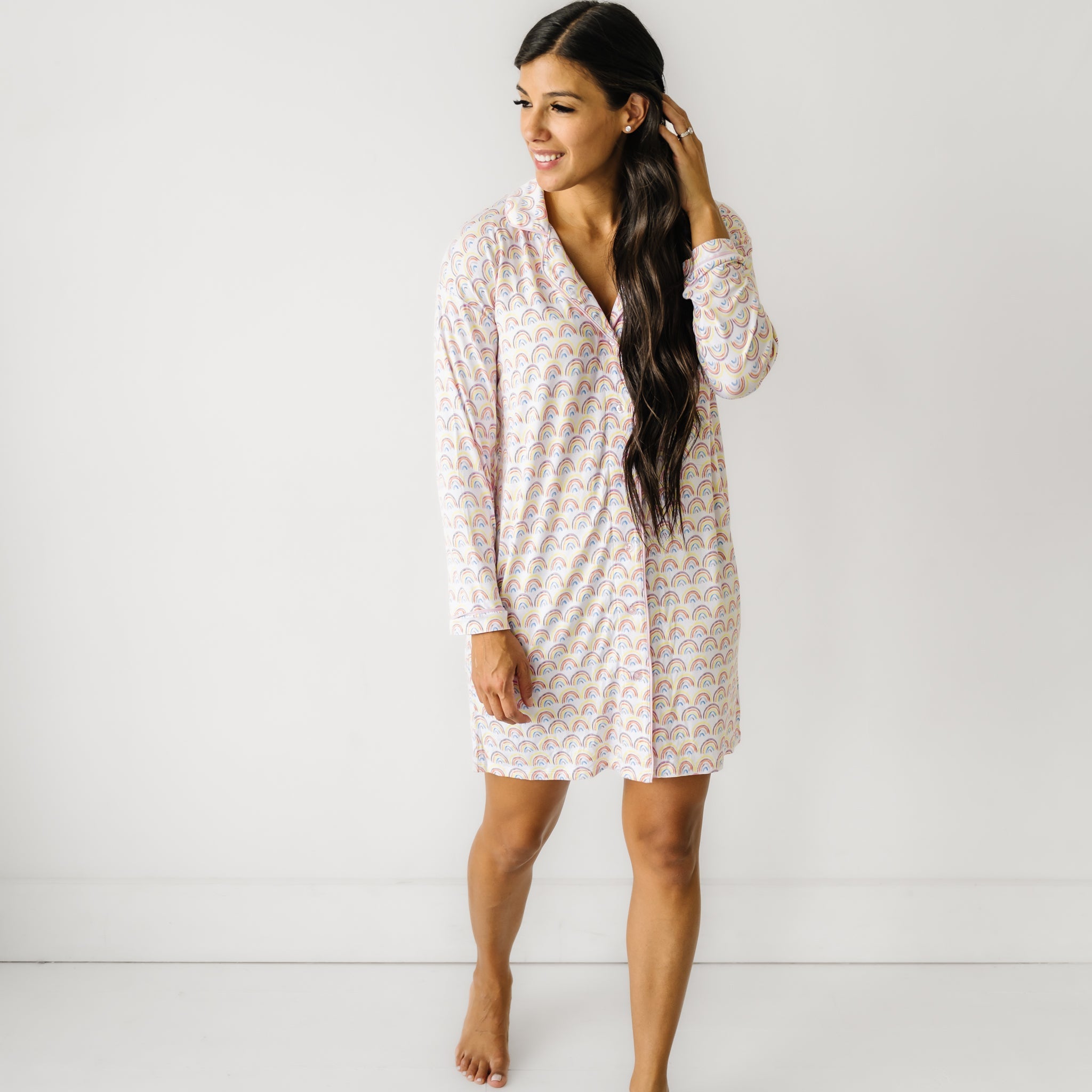  Pastel Rainbows Women's Long Sleeve Sleep Shirt、mySite、layawaytickets