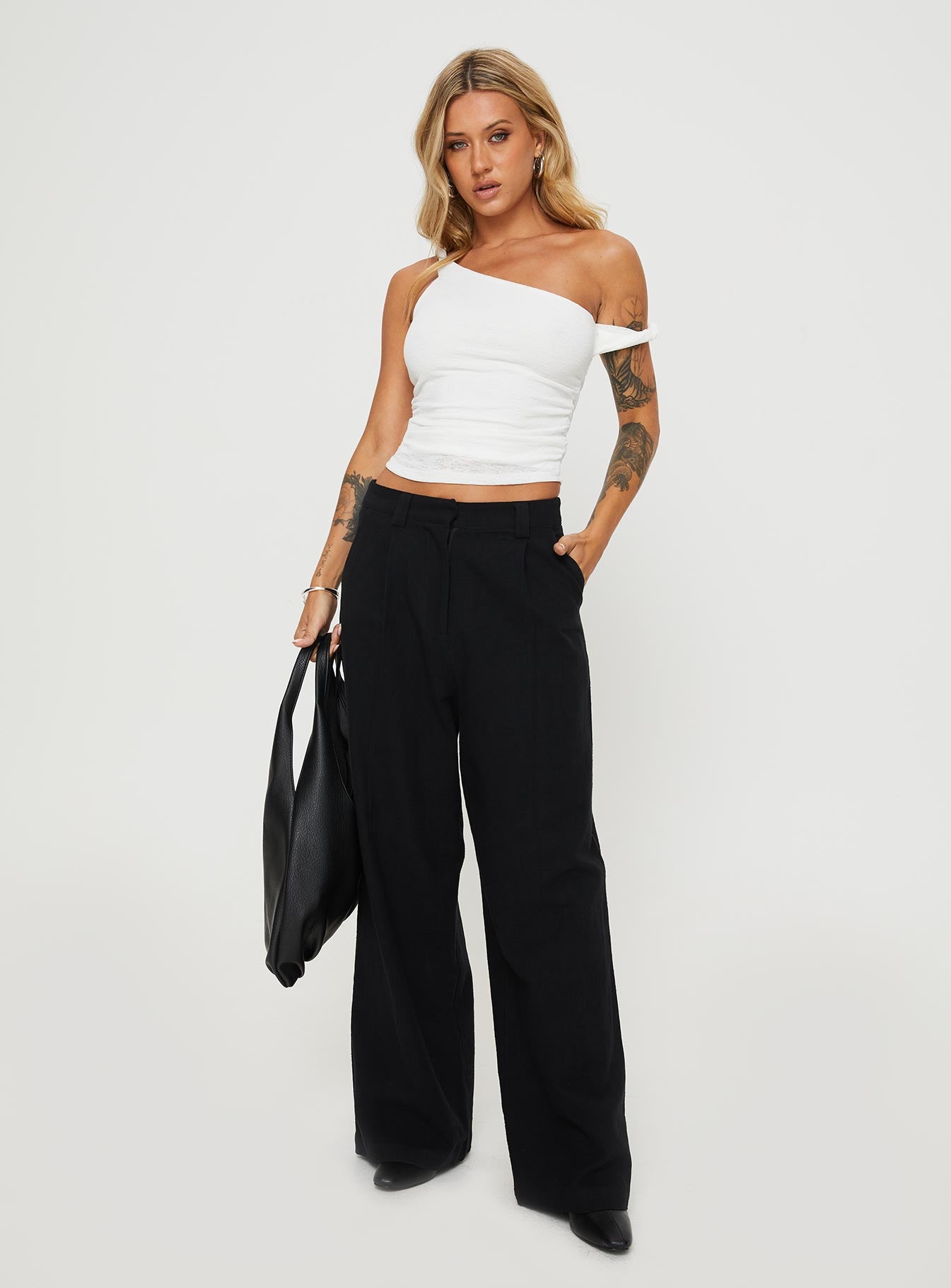 Messenger One Shoulder Top White、mySite、solidvoid