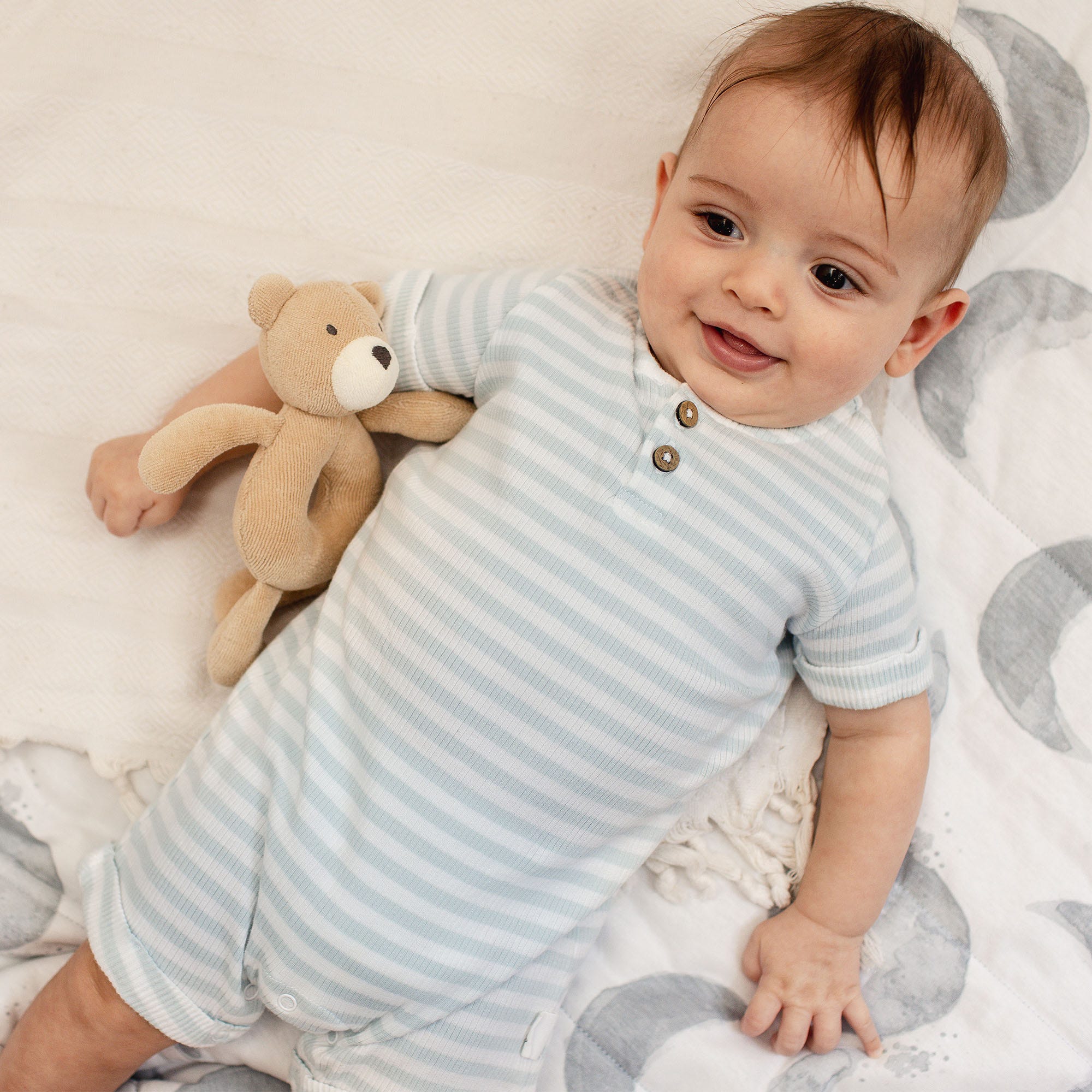 Rib Stripe Organic Cotton Baby Romper、mySite、g9winljtr