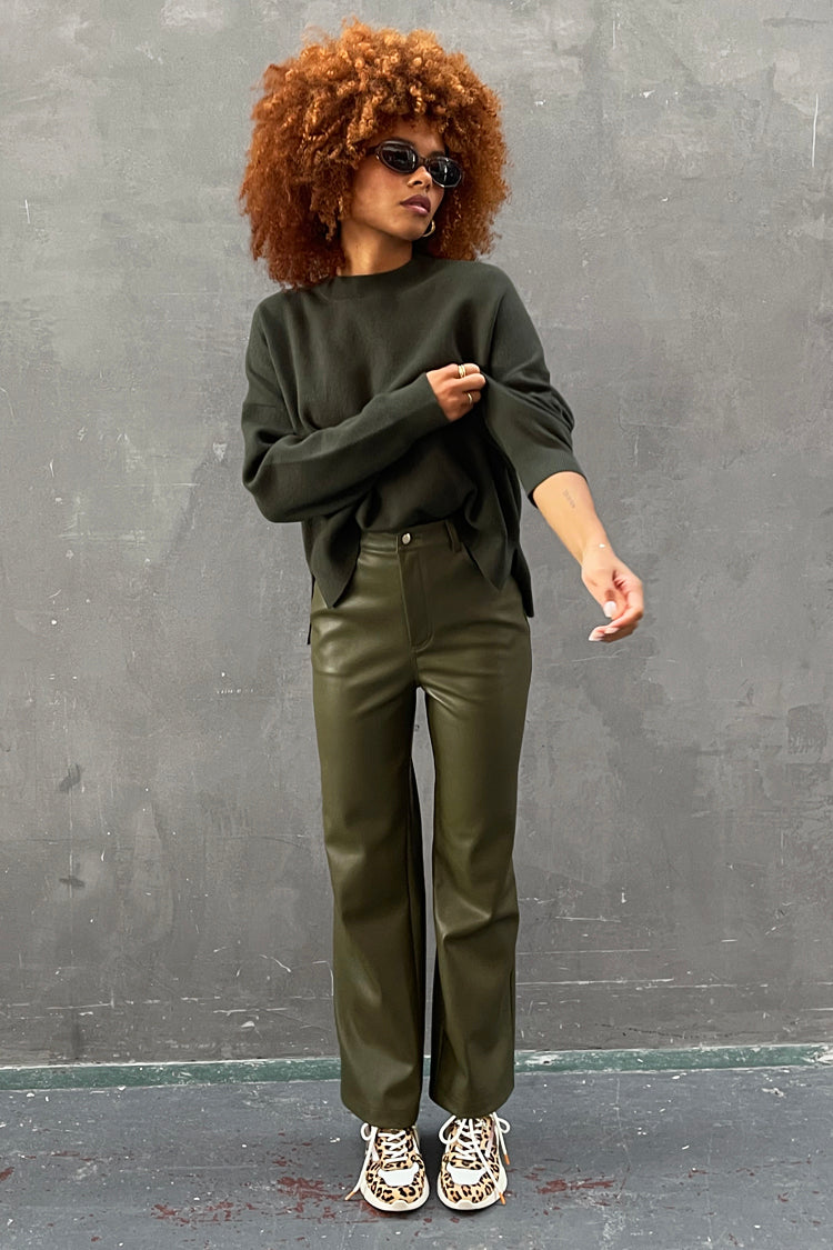 Khaki Vegan Leather Trouser、mySite、solidvoid
