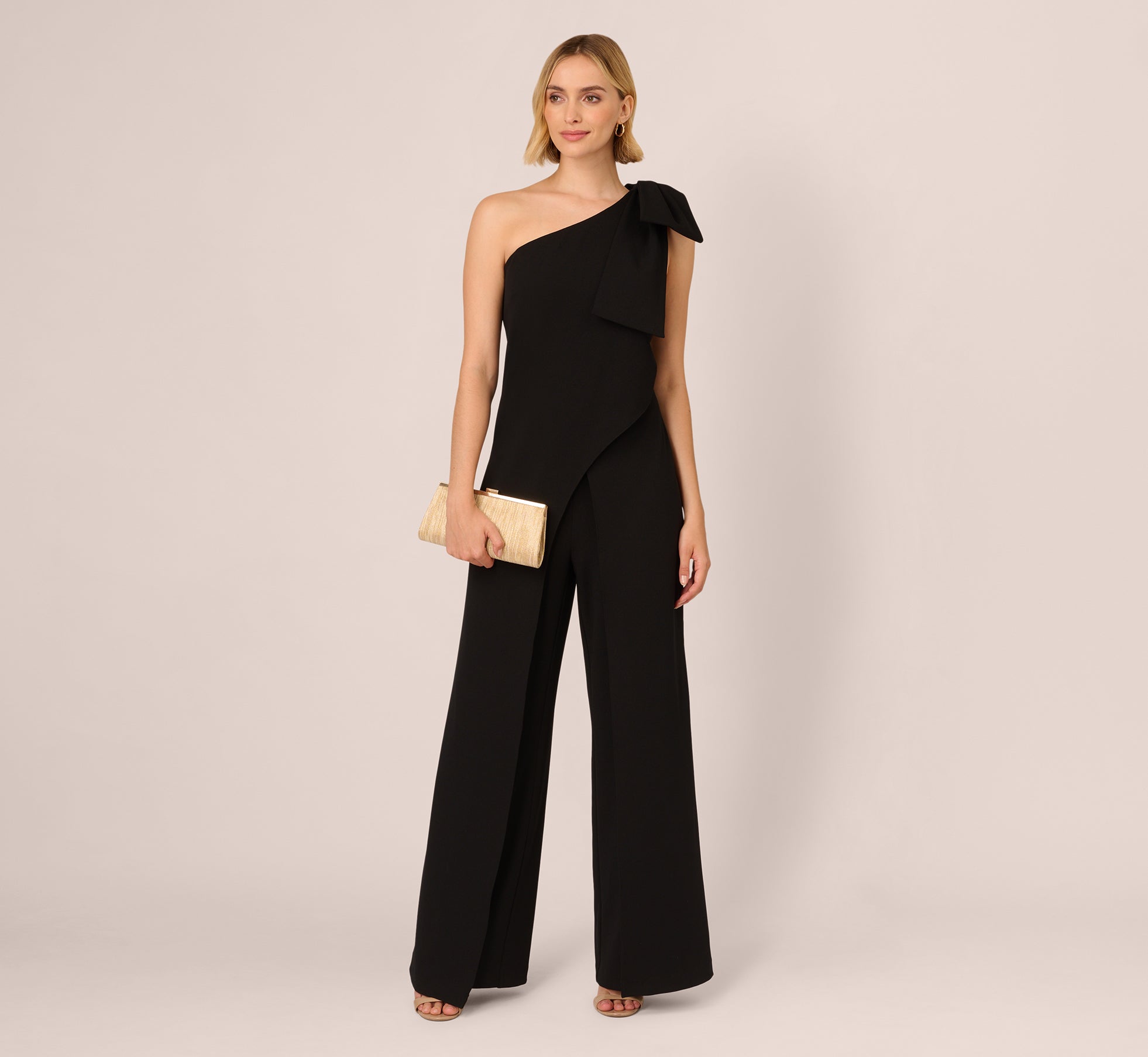 One Shoulder Bow Jumpsuit In Black、mySite、solidvoid