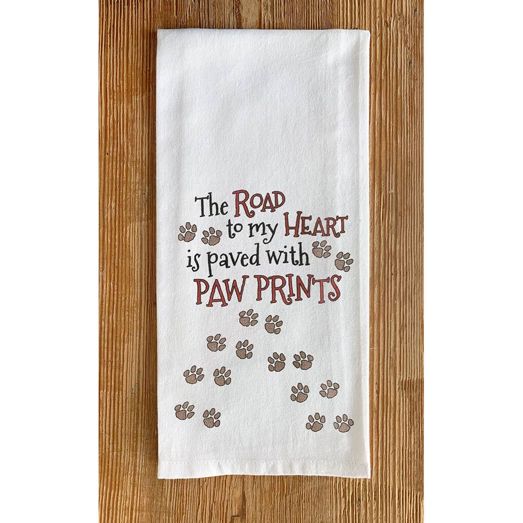 Road to My Heart is Paved with Paw Prints Kitchen Towel *、mySite、g9winljtr